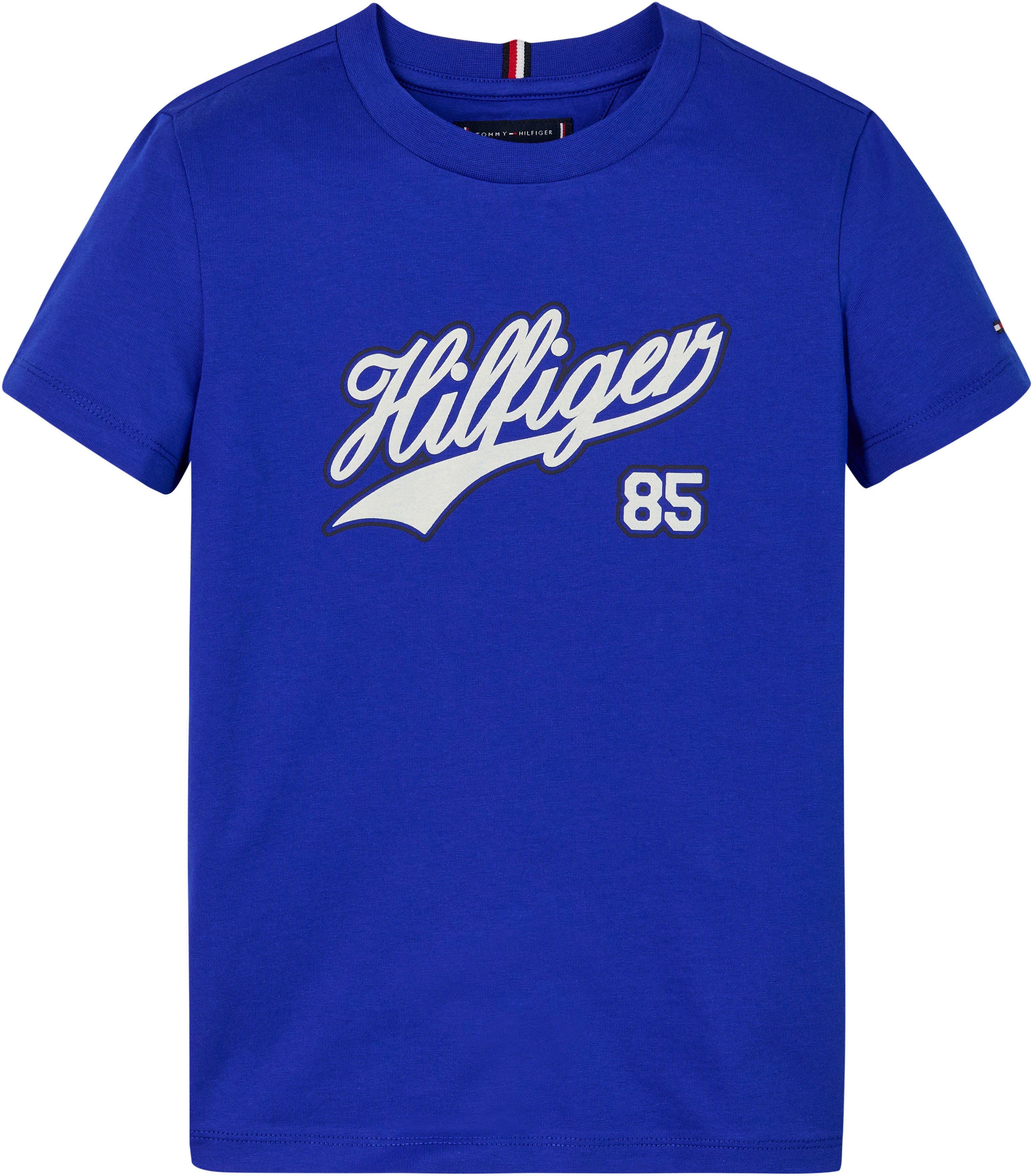 Tommy Hilfiger T-Shirt HILFIGER blue SCRIPT TEE mit ultra Logoschriftzug großem S/S