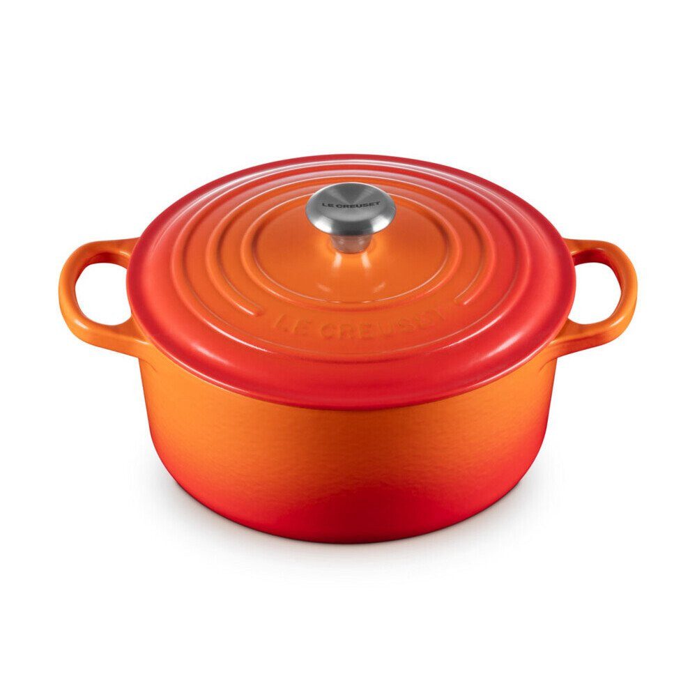 LE CREUSET Bräter Bräter mit Deckel 22 cm Signature Ofenrot, Emailliertes Gusseisen, Schmortopf, Cocotte, Bratentopf, ca. 3-4 Personen, Ø22cm, Gusseisen
