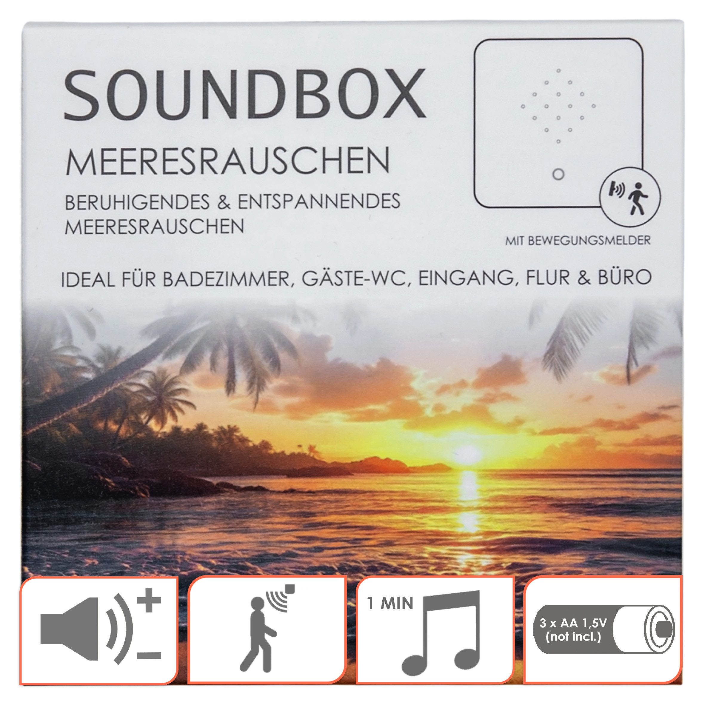 Spetebo Dekoobjekt Soundbox Meeresrauschen (Anzahl, 1 St., Stück), Lautsprecher mit beruhigenden Klängen