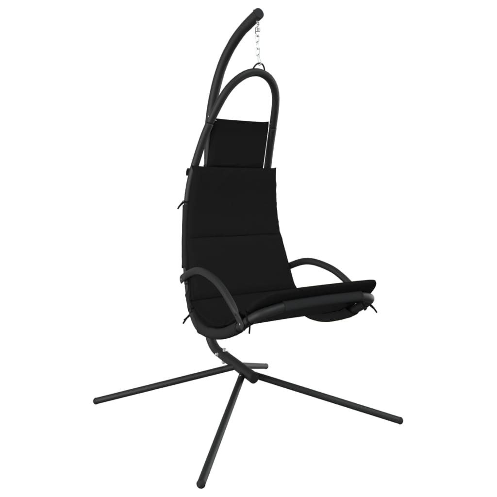 vidaXL Hollywoodschaukel Garten-Hängestuhl mit Kissen Schwarze Oxford-Gewebe und Stahl, 1 tlg.
