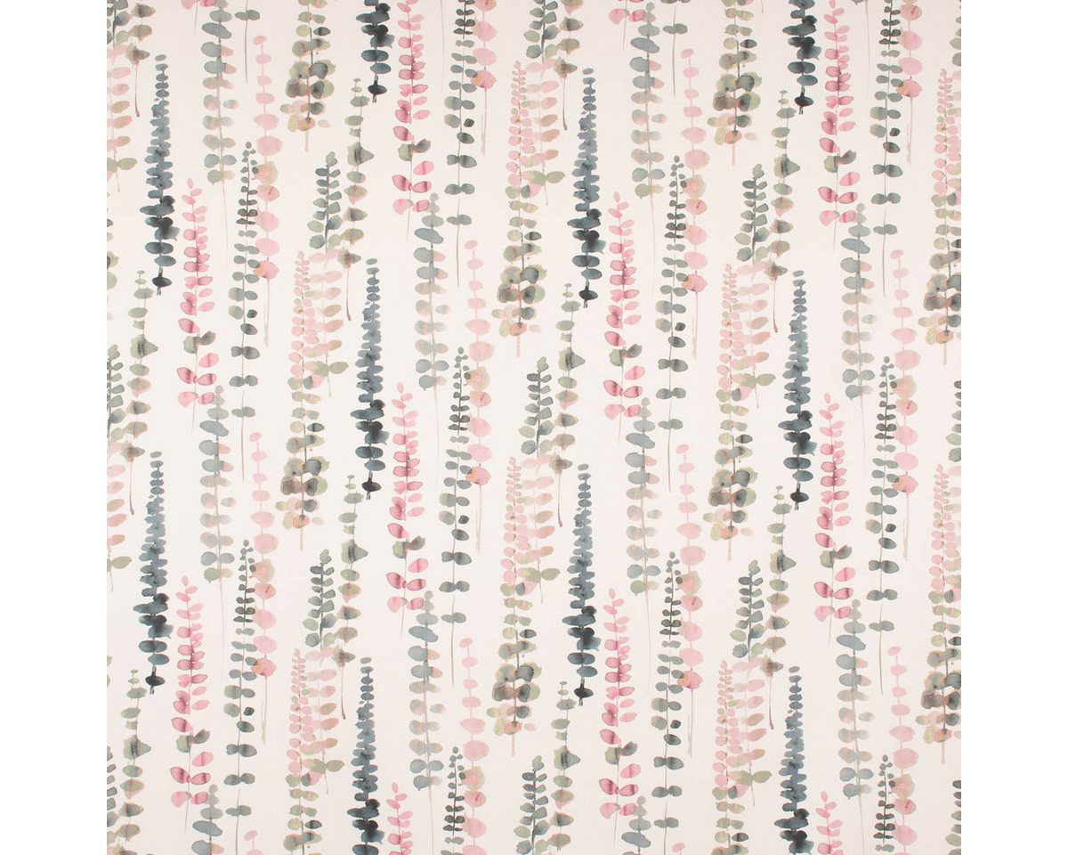 Thumbnail - Prestigious Textiles Stoff Dekostoff Baumwolle Ranken Blätter Aquarell weiß grün rosa 1,37m, allergikergeeignet