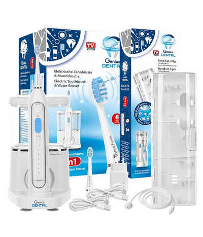 Genius Elektrische Zahnbürste Dental Hydro Fusion Set 11-tlg. inkl. Reise-Set, Aufsteckbürsten: 2 St., Plus Set, Zähne putzen und Munddusche gleichzeitig