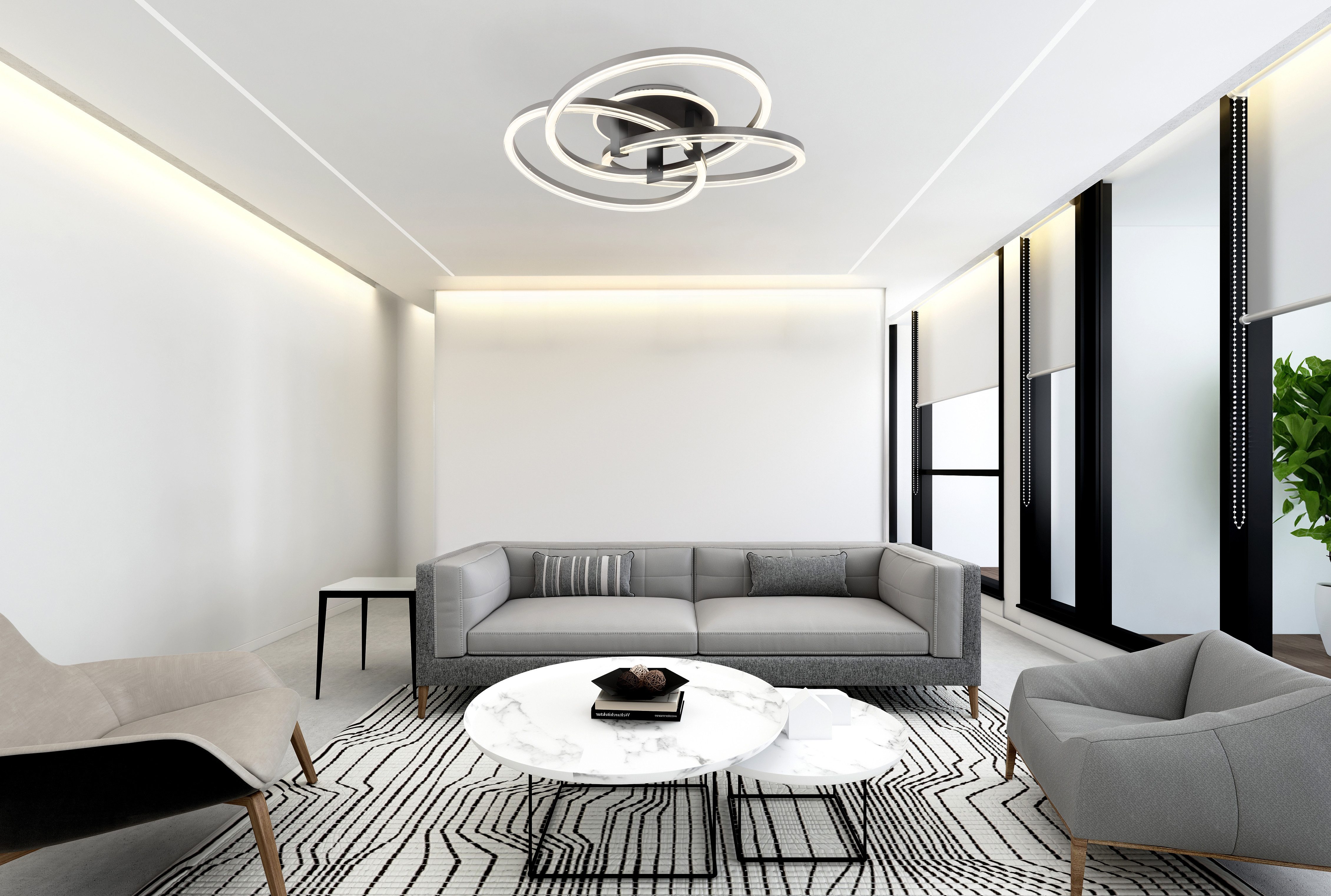 GLOBO LIGHTING Deckenleuchte TRIS, Dimmfunktion, Memoryfunktion, Nachtlichtfunktion, mehrere Helligkeitsstufen, LED fest integriert, warmweiß - kaltweiß, Deckenlampe Wohnzimmer-Leuchte Schlafzimmer-Leuchte Flur Küche
