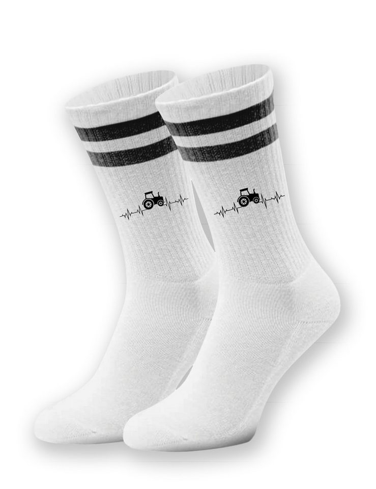 Youth Designz Tennissocken Unisex Socken "Heartbeat Traktor" Aufdruck lustig Geschenk Statement mit verstärkter Verse und Zehenbereich