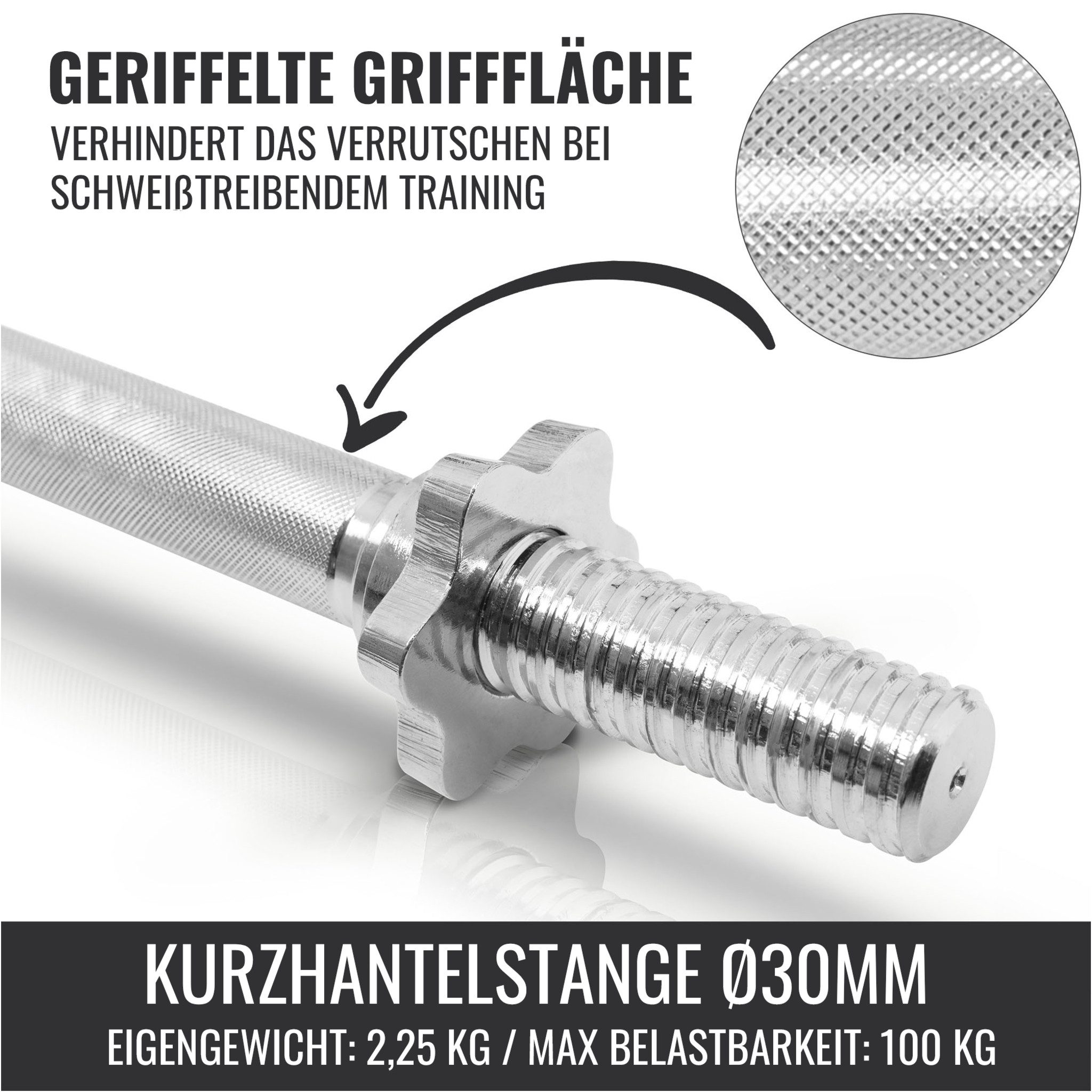 GORILLA SPORTS Hantelscheibe Kurzhantelstangen Chrom/Schwarz, 2.5 kg, (1-tlg)