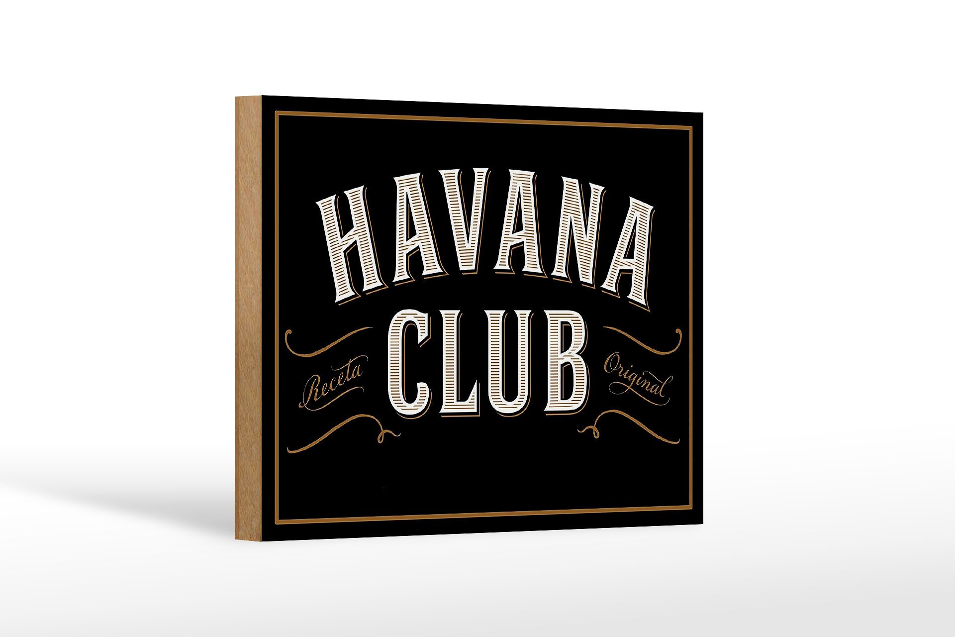 Femer GmbH Holzbild Spruch 18x12 cm Havana Club, Sprüche Zitate Lustiges (1 St), Glatte Holzfaserplatte (MDF), vorn beschichtet