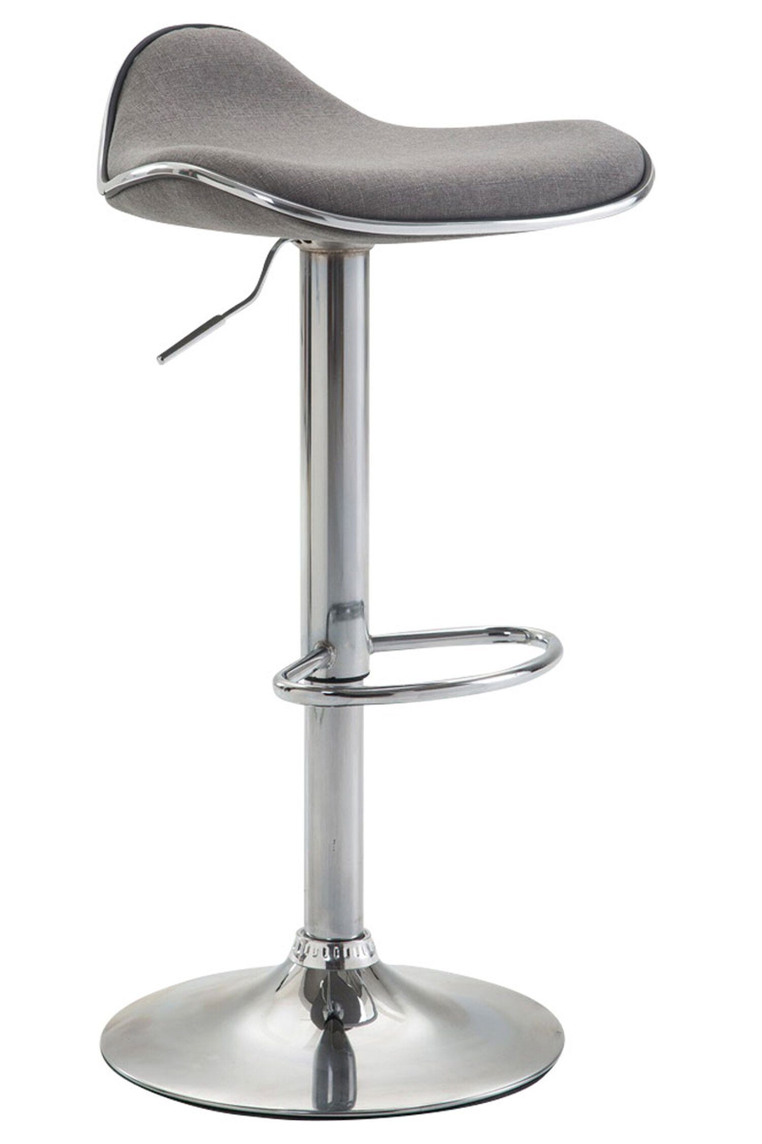 TPFLiving Barhocker Shangrila (Barstuhl höhenverstellbar - Hocker für Theke & Küche - Tresenhocker), 360° drehbar - chromfarbener Stahl - Sitzfläche: Stoff Hellgrau