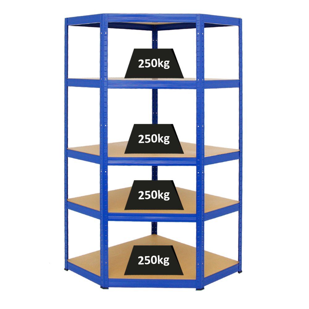 PROREGAL® Eckregal Slim Elephant 180x90x45cm Fachlast 250kg Blau