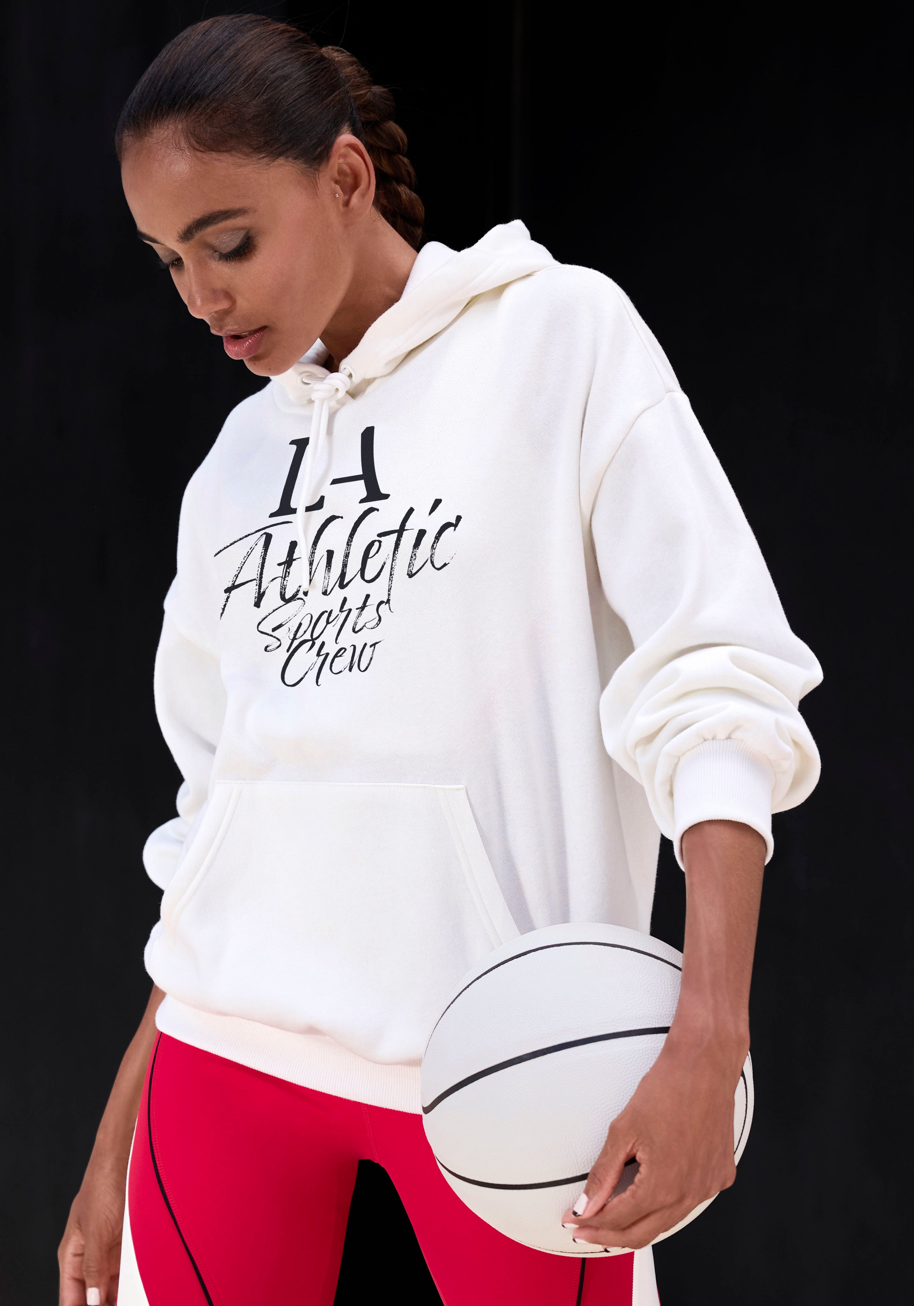 LASCANA ACTIVE Kapuzenpullover mit sportlichem Schriftzug günstig online kaufen