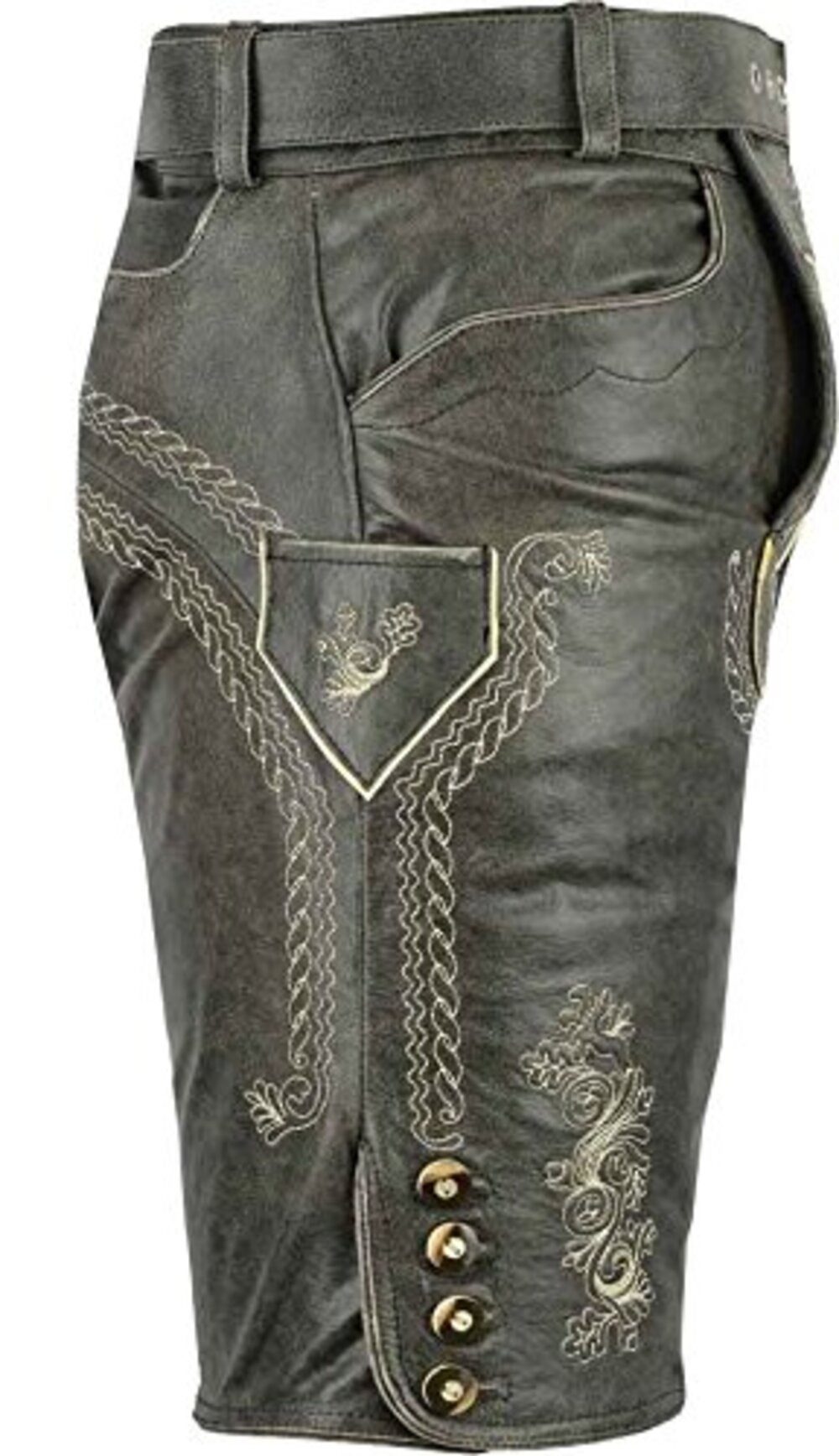 Fuente Leather Wears Trachtenhose Herren Trachtenlederhose kurz mit Gürtel Trachtenhose Ledershorts