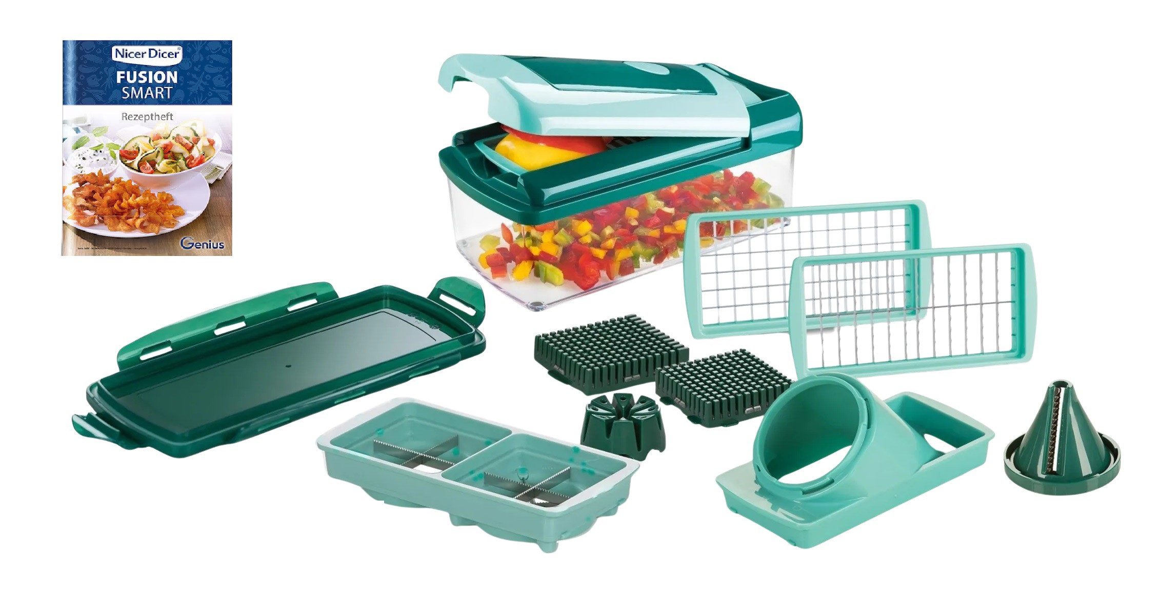 Genius Gemüsehobel Genius Nicer Dicer Fusion Smart Set 12tlg Obst- Gemüseschneider, Kunststoff, Edelstahl