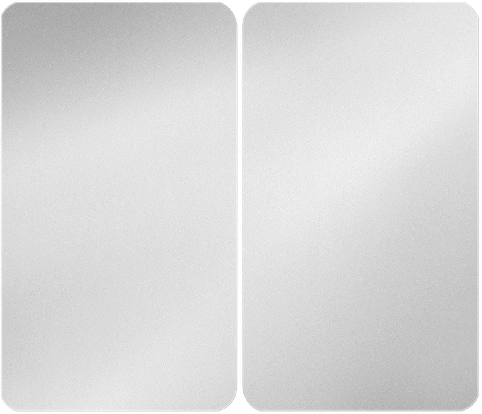 WENKO Herd-Abdeckplatte Universal Modell Silber, Glas, Kunststoff, (Set, 2 tlg), Herdabdeckung für alle Herdarten, kratzfest, mit rutschfesten Füßen