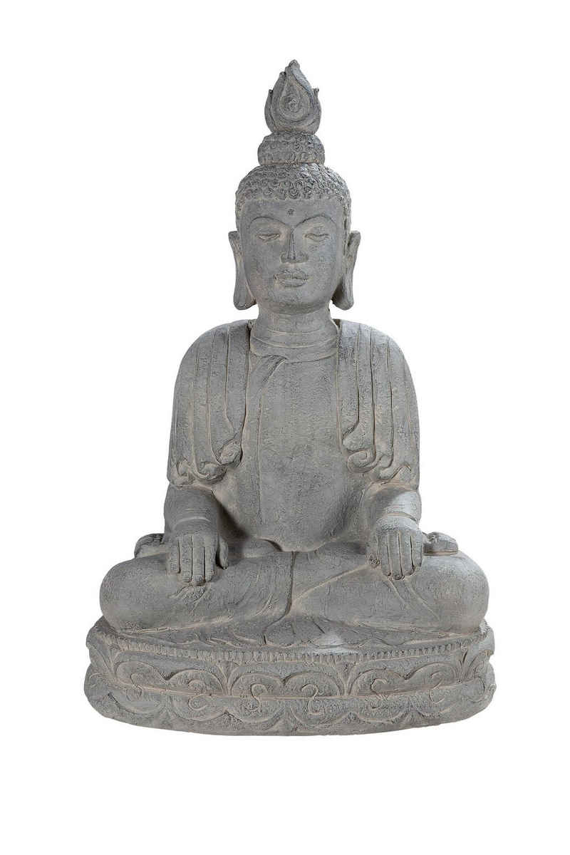 GILDE Dekofigur GILDE Skulptur Buddha Relax - grau - H. 58cm x B. 38cm