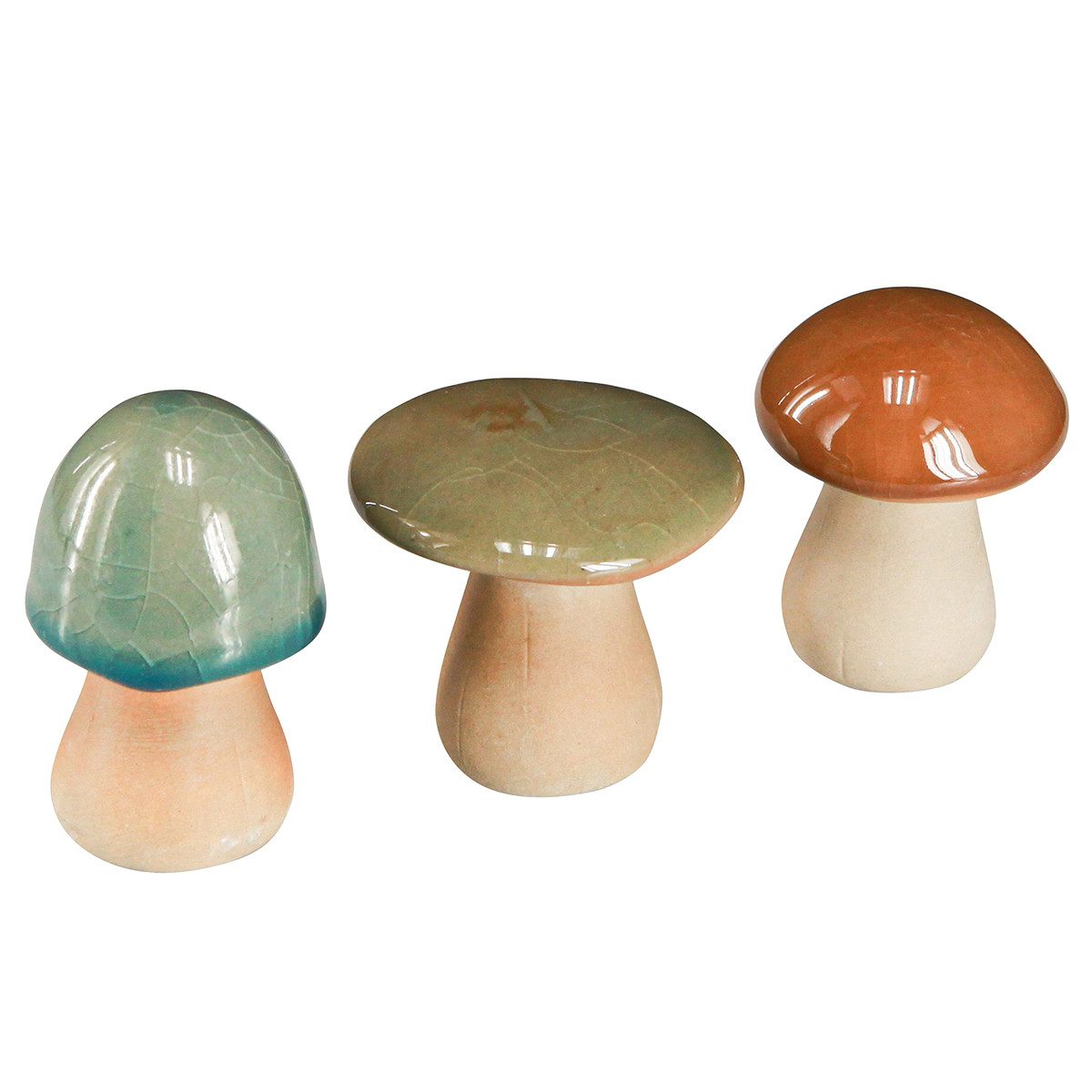 Florists Products Streudeko Keramik Pilze Deko Herbst Braun Grün Blau Wohnzimmer Tischdeko, 3 Stü