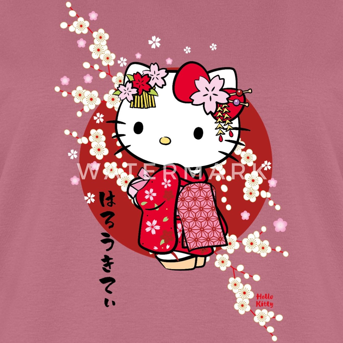Spreadshirt T-Shirt Hello Kitty Japan Kimono Kirschblüten Frauen Premium T-Shirt (1-tlg) Fällt klein aus. Wir empfehlen, eine Größe größer zu bestellen. – Bild 2 von 5