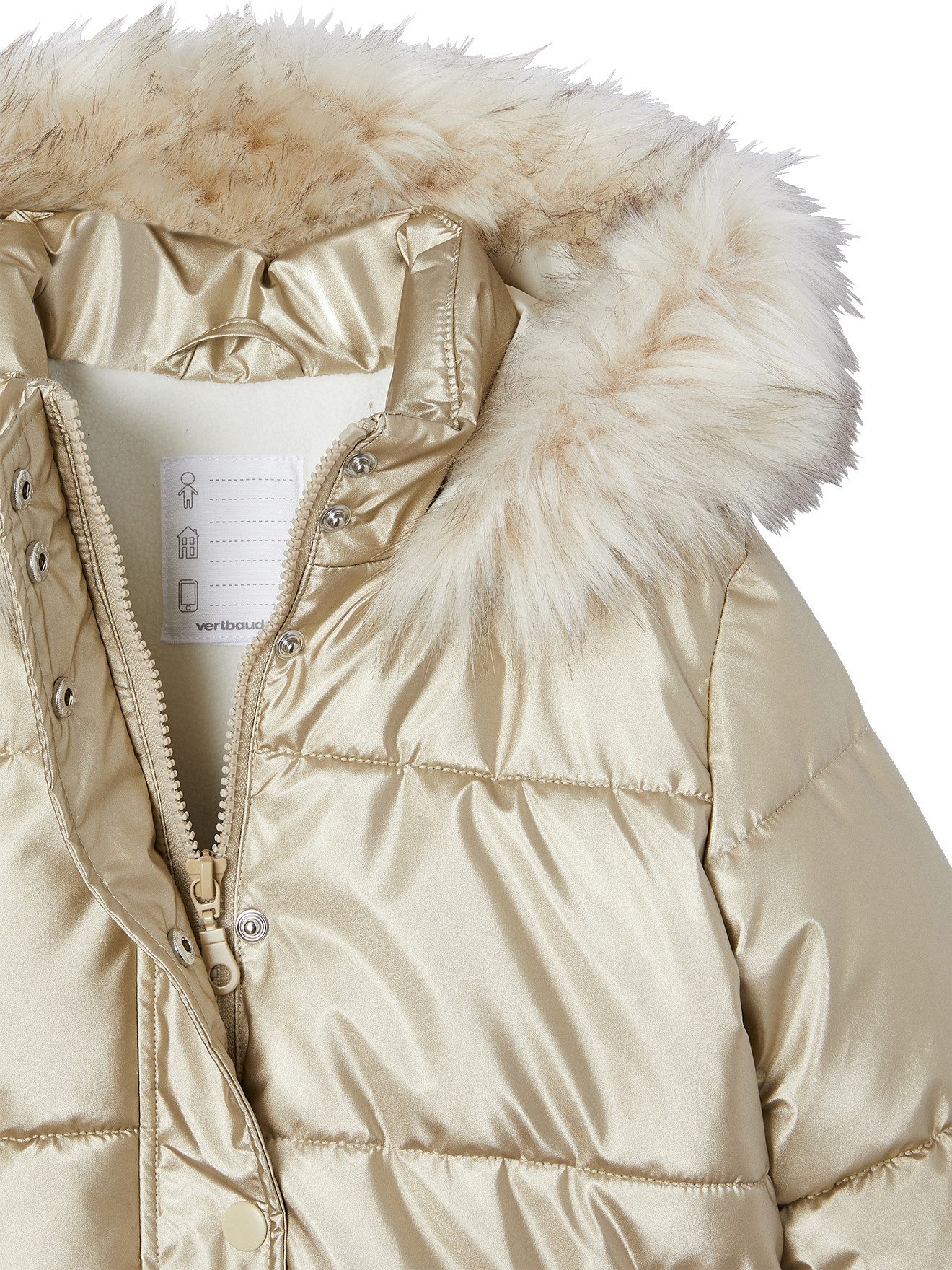 vertbaudet Steppjacke Mädchen Steppjacke mit Kapuze, Fleecefutter Kapuze, Recycling-Polyester