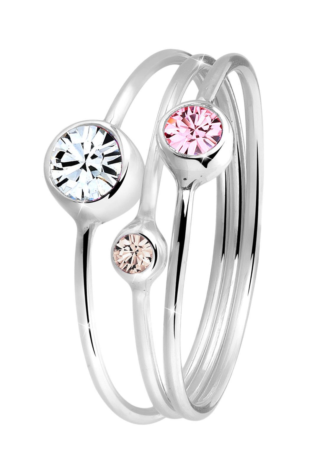 Elli Ring-Set Stapelring Set Kristalle 925 Silber, Ring Set