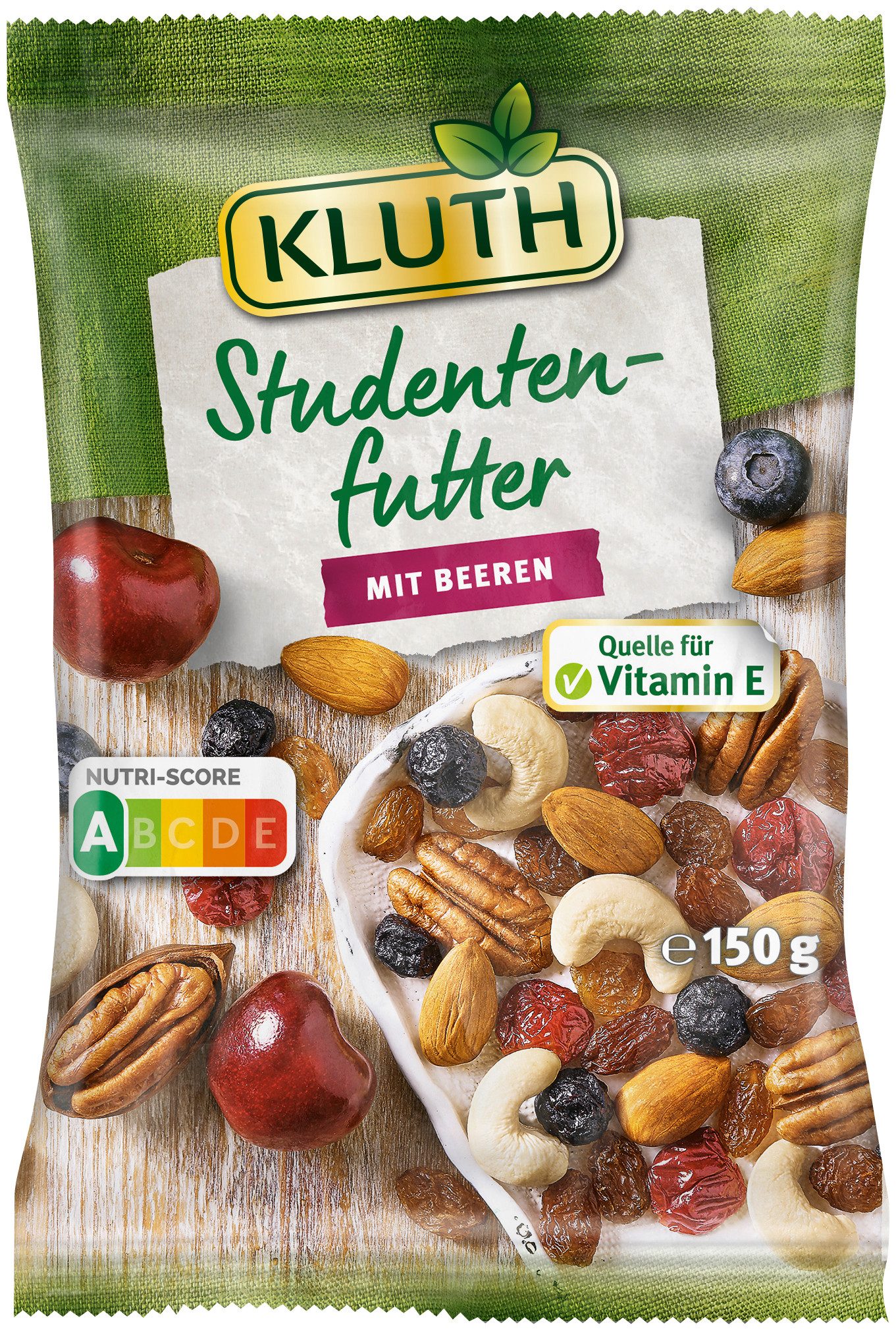 KLUTH Knabberei, Kluth Studentenfutter mit Beeren 150g fruchtig nussiger Energiemix