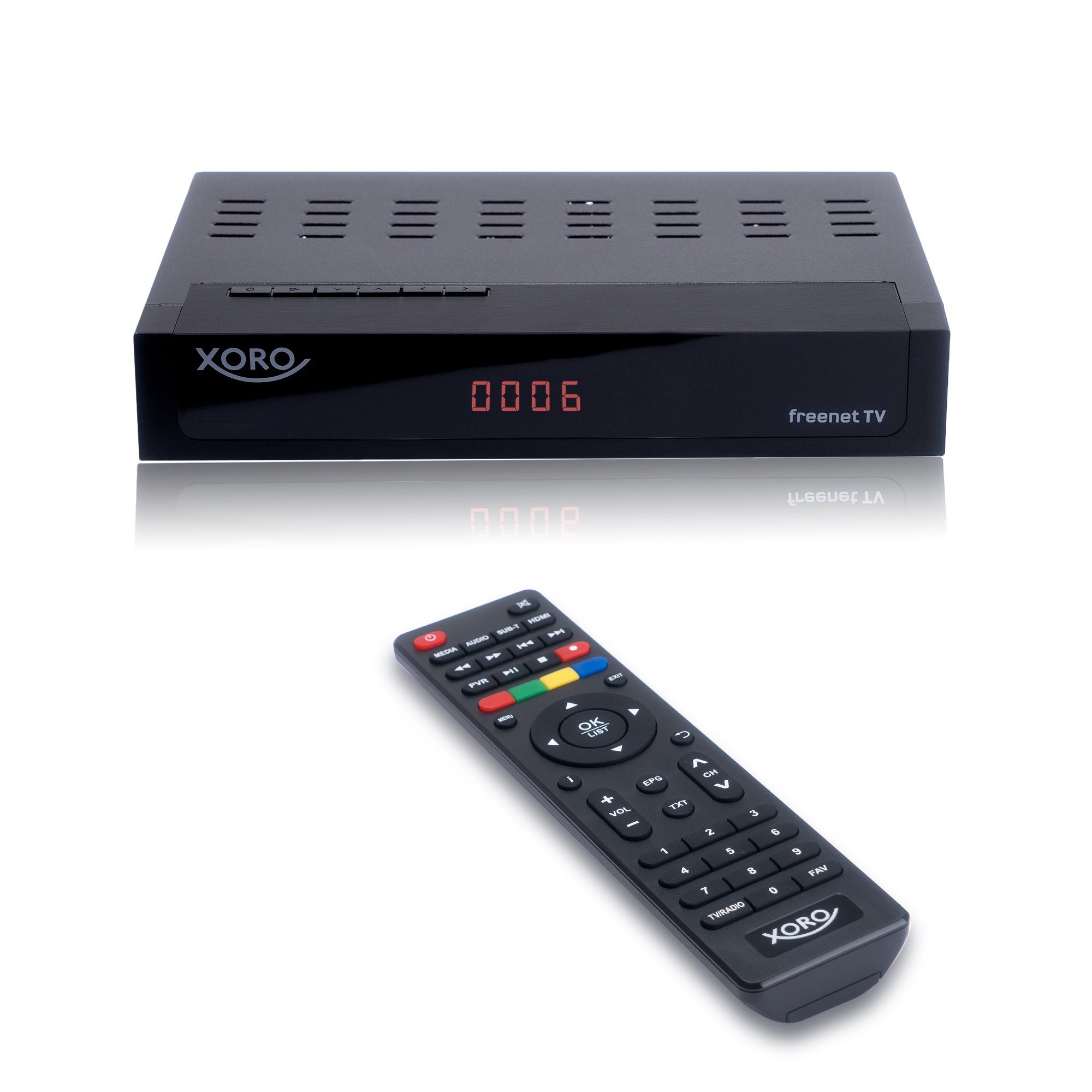 Xoro HRT 8770 TWIN DVB-T2/C mit TWIN Tuner Kabel-Receiver (DVB‑T2/C, HEVC, TWIN‑Tuner, freenet TV, PVR, Timeshift, schwarz)