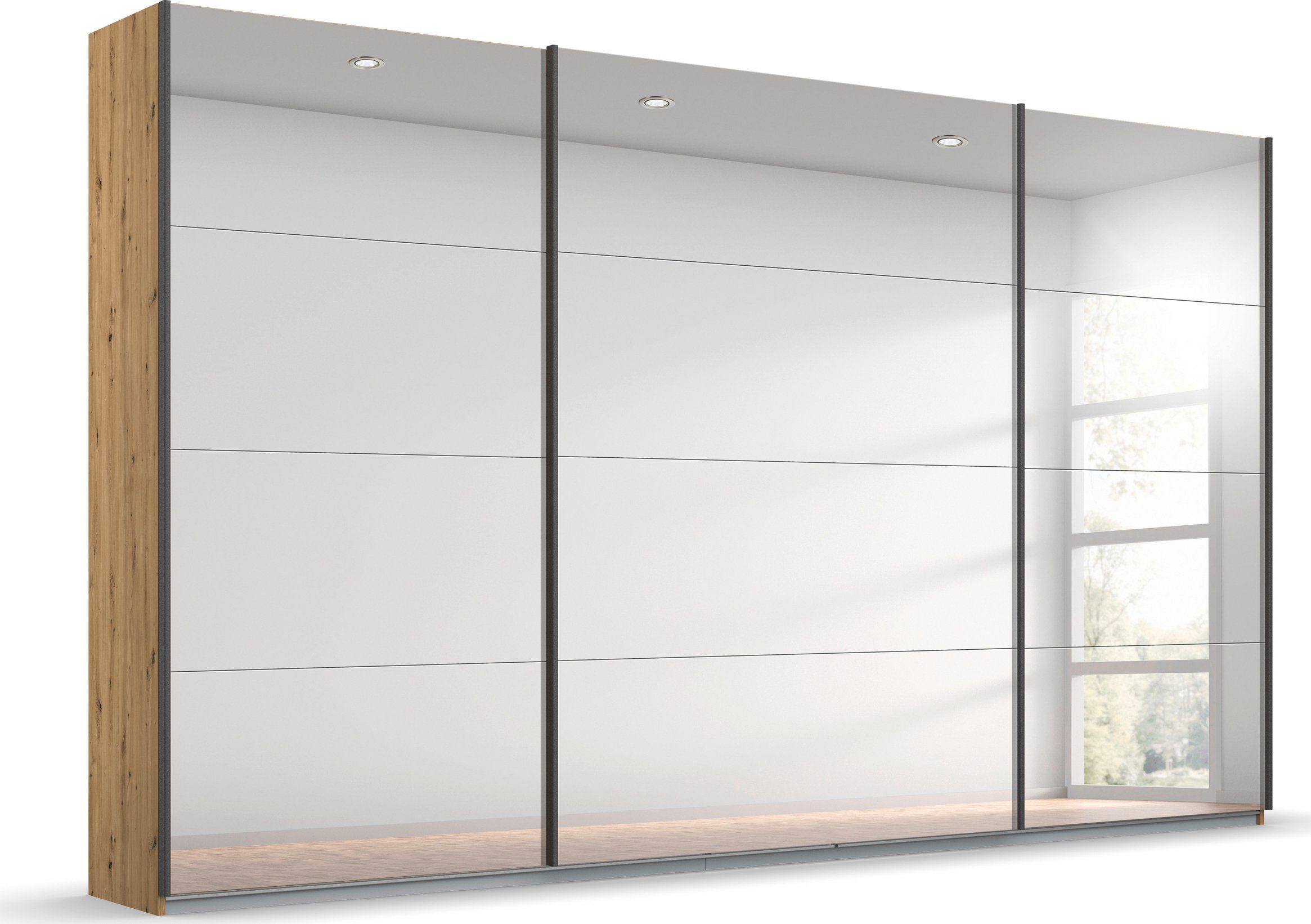 Schwebetürenschrank Kleiderschrank Schrank Garderobe ORACLE mit Spiegelfront