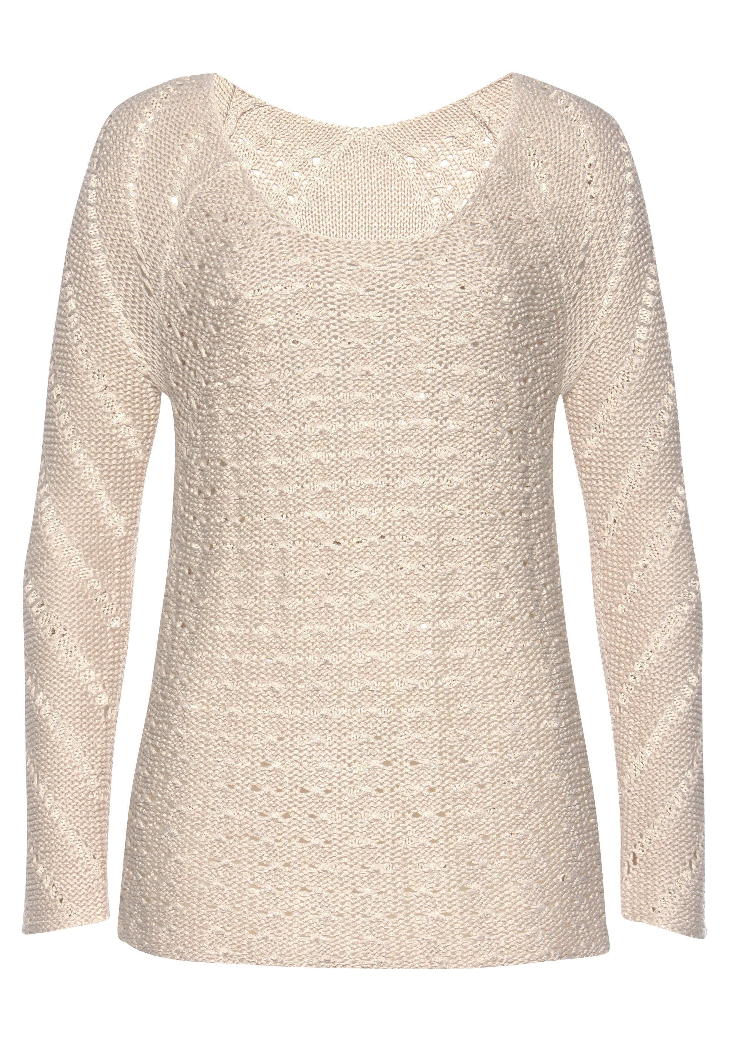 LASCANA Ajourpullover, mit tollem Lochstrickmuster, Strandpullover, leicht günstig online kaufen