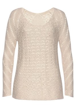 LASCANA Ajourpullover mit tollem Lochstrickmuster, Strandpullover, leicht transparent