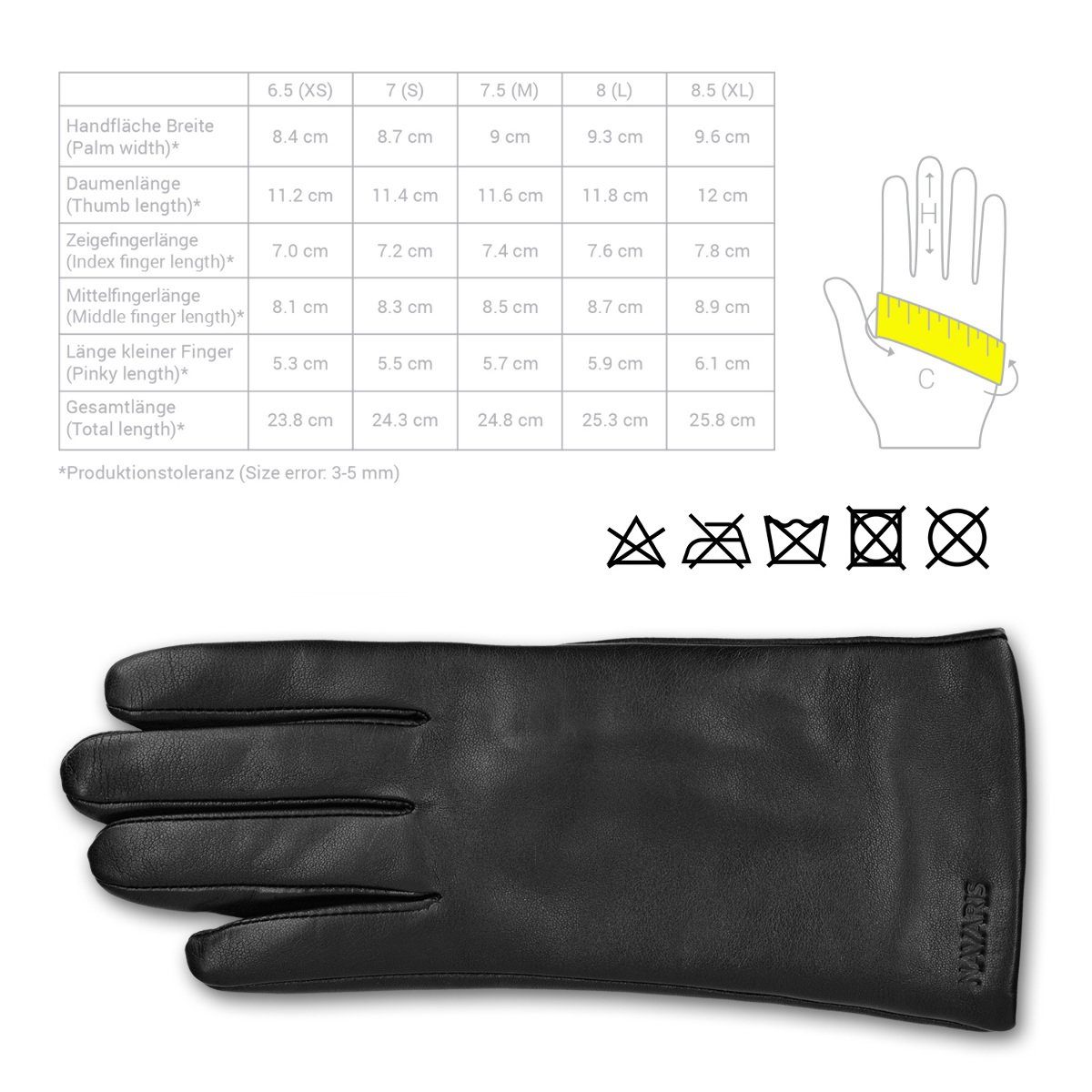 Navaris Lederhandschuhe Touchscreen M Nappa-Leder Damenhandschuhe aus Lederhandschuhe Größe 