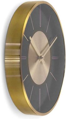 K&L Wall Art Wanduhr Metalluhr modern Aluminium Wanduhren ohne Ticken (Gold Optik 30cm)