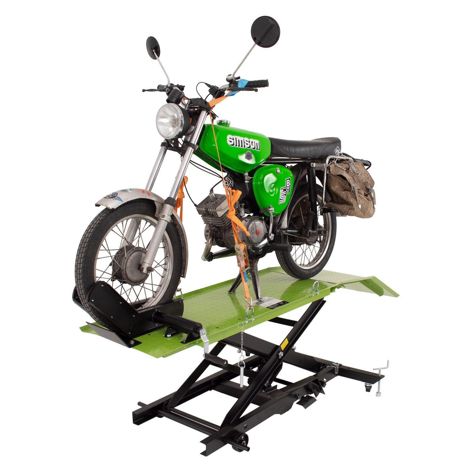 TRUTZHOLM Hydraulikheber Motorradhebebühne hydraulisch 360 kg Breite 50 cm Motorradheber klein, Platzsparende Aufbewahrung, mobil, abnehmbare Auffahrrampe