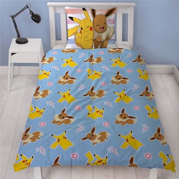 Kinderbettwäsche Pokemon "Group" 135x200 + 80x80 cm aus 100% Baumwolle, Familando, Renforcé, 2 teilig, mit Pikachu und vielen weiteren Pokemon