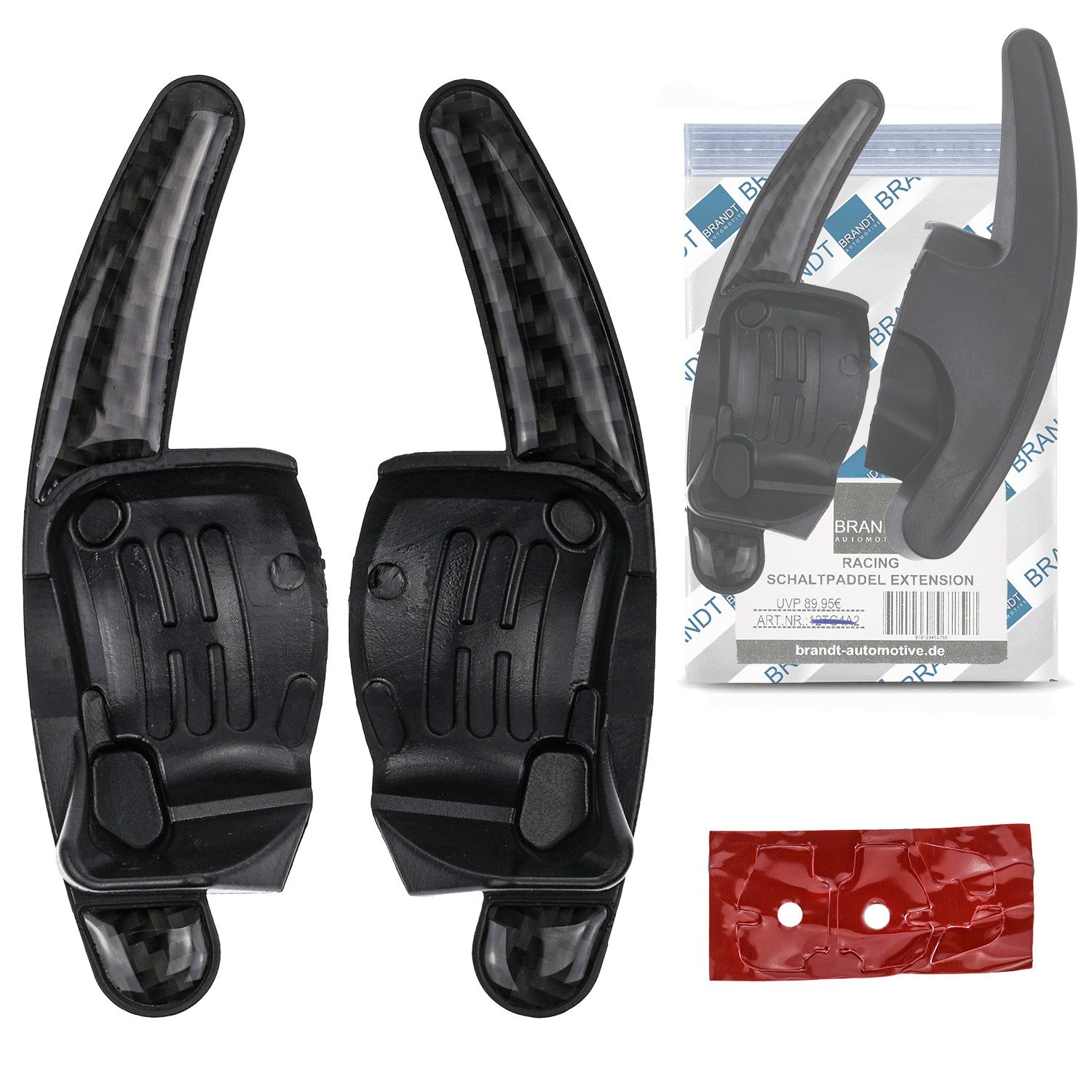 BRANDT AUTOMOTIVE Lenkeradapter Auto Lenkrad Schaltwippen Verlängerung SET Carbon Optik, (2-tlg., für SEAT LEON II 1P TOLEDO III 5P ALTEA ALHAMBRA II 7N)
