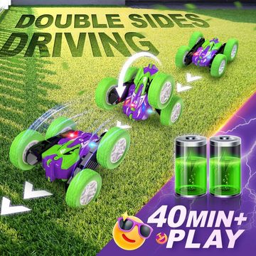 DEERC DE87 Ferngesteuertes Auto, RC Stunt Auto Spielzeug 360° Flip Spielzeug-Drohne (Macht Überschläge bei 8 km/h, 4WD All Terrain Offroad für Kinder)
