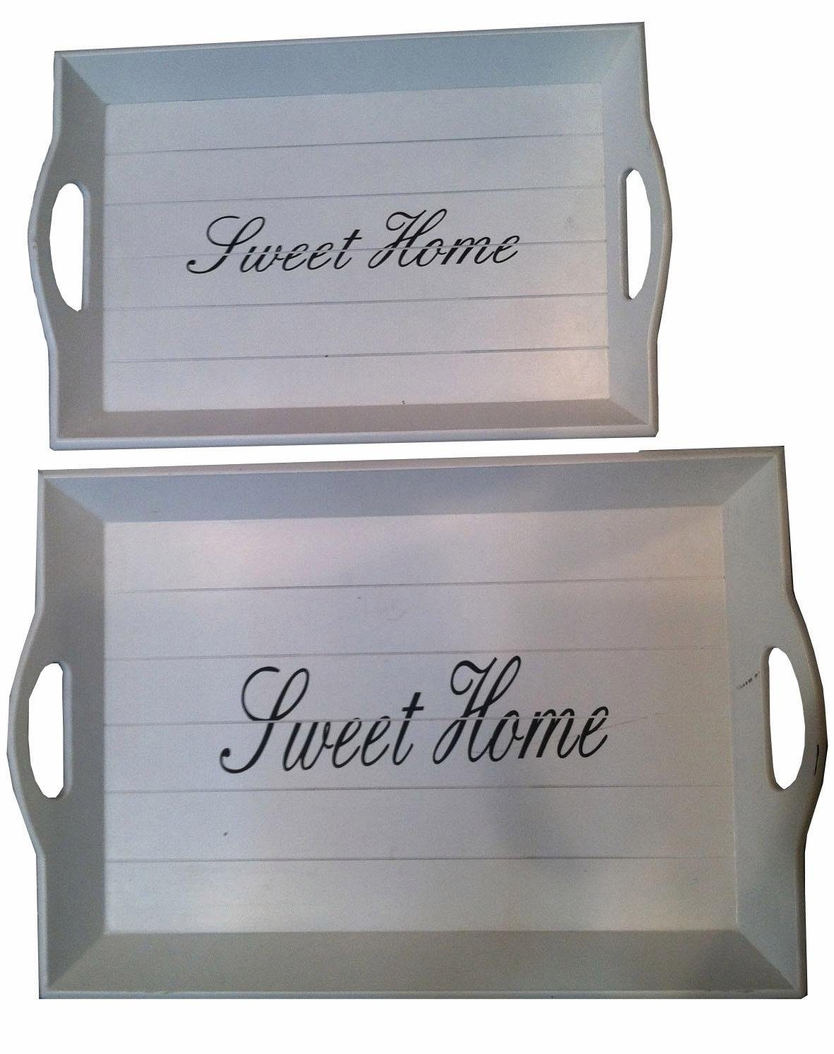 Myflair Möbel & Accessoires Tablett Sweet Home, weiß antik, MDF, Dekotablett mit Schriftzug, Shabby Optik. Reduzierter Preis € 23,59. Unverbindliche Preisempfehlung € 42,90