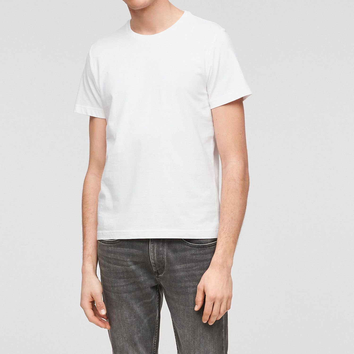 mit Logo, Pack Basic, Look Weiß s.Oliver 2er (2-tlg) T-Shirt moderner unifarben, schlicht, im
