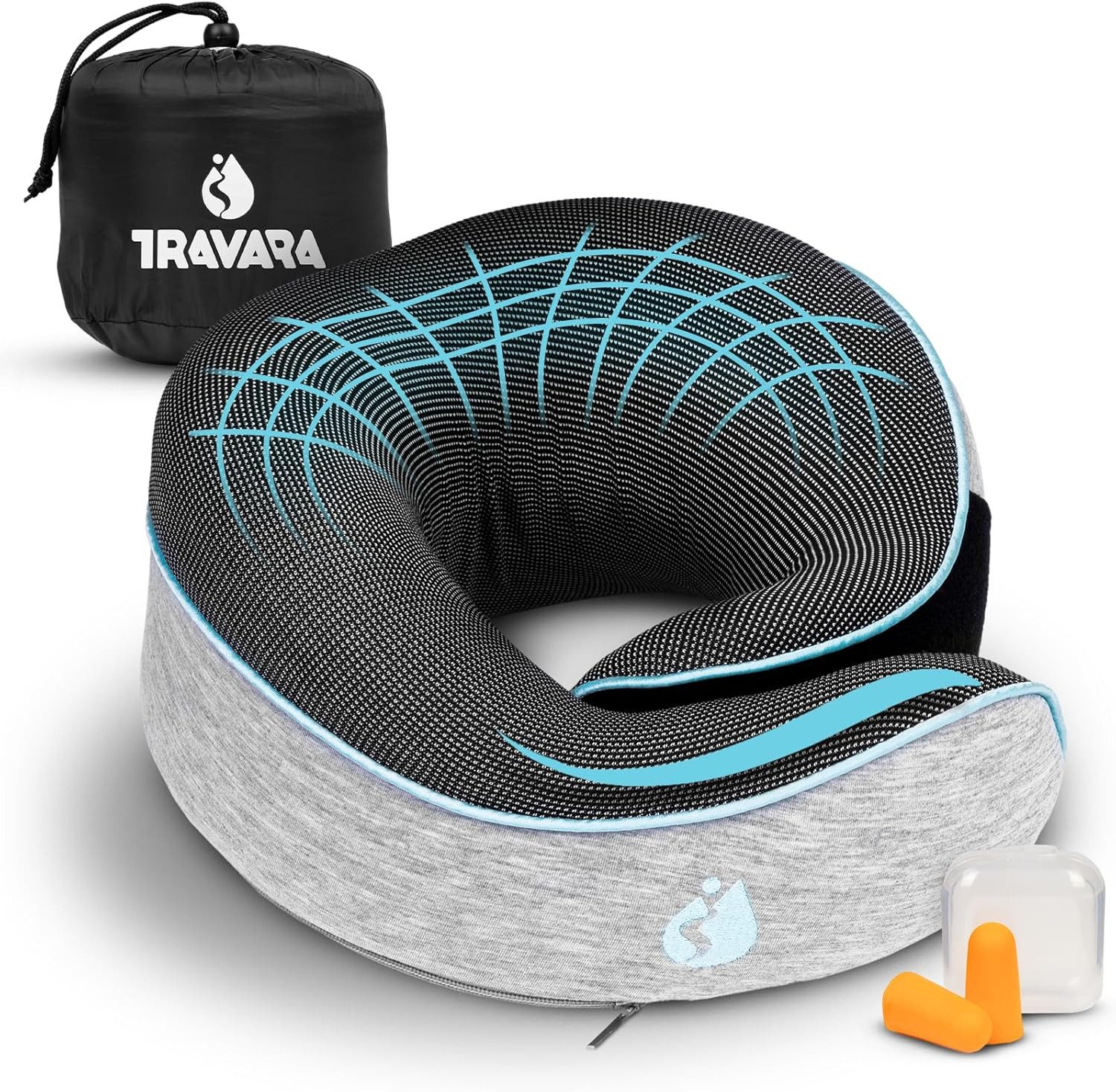 Travalo Nackenkissen TV-0101B, Nackenkissen, ergonomisch, 360° Kopf- und Nackenunterstützung, grau
