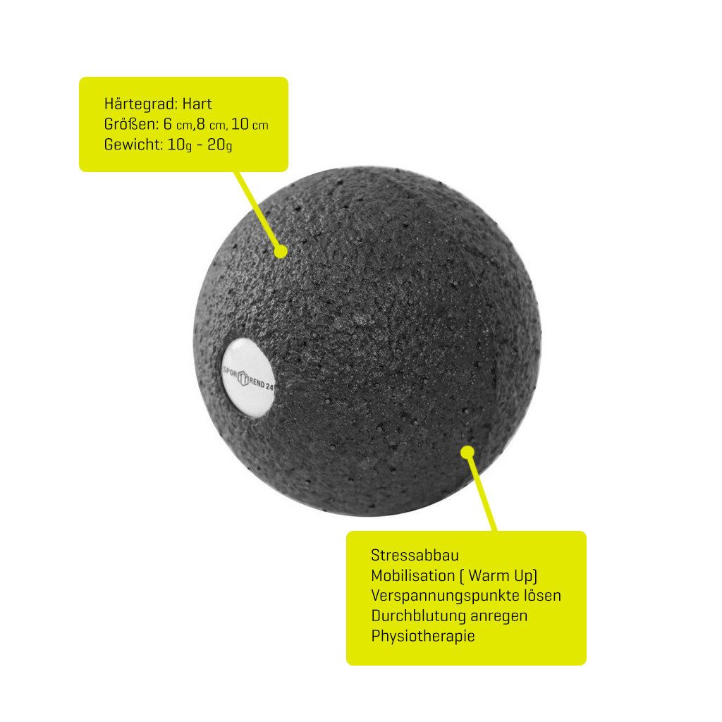 Sporttrend 24 Massageball 3er Set Faszienbälle - 6 cm + 8 cm + 10 cm Ball, Bindegewebe