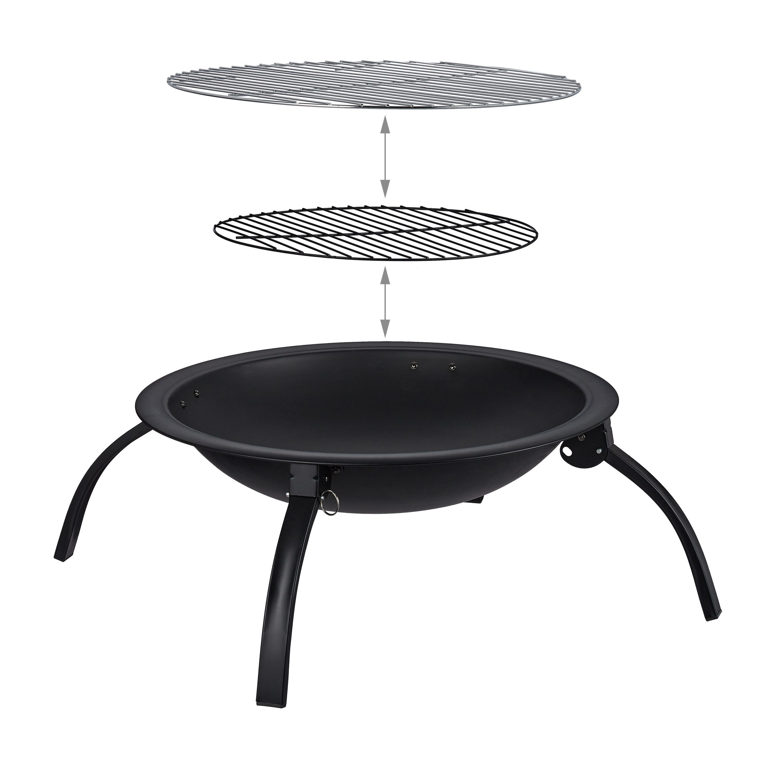 relaxdays Feuerschale XL Feuerschale mit Grillzubehör, (7-St), mit Tragetasche – Bild 5 von 5