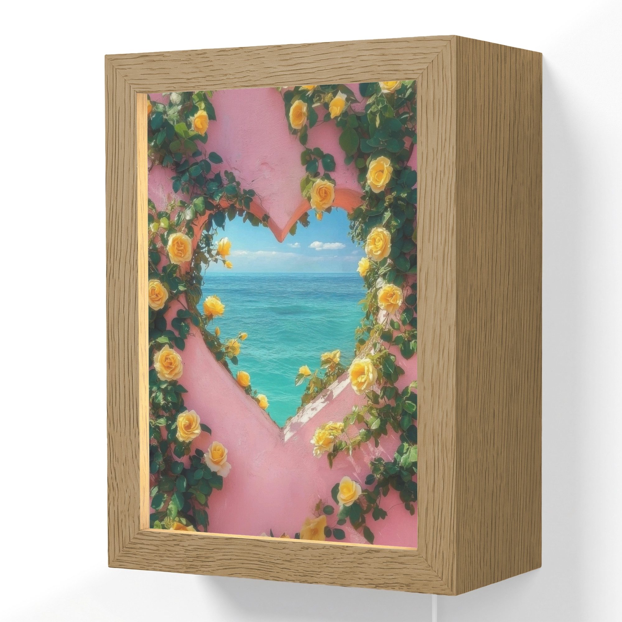 OnlyWow Wandleuchte Lightbox Herz - Meer - Wand, Dimmbar, Farbwechsel, LED, Warmweiß, Kaltweiß, Neutralweiß Einstellbar, Wandlampe Innen, Dimmbar, mit Kabel, LED, Beleuchtung, Wohnzimmer