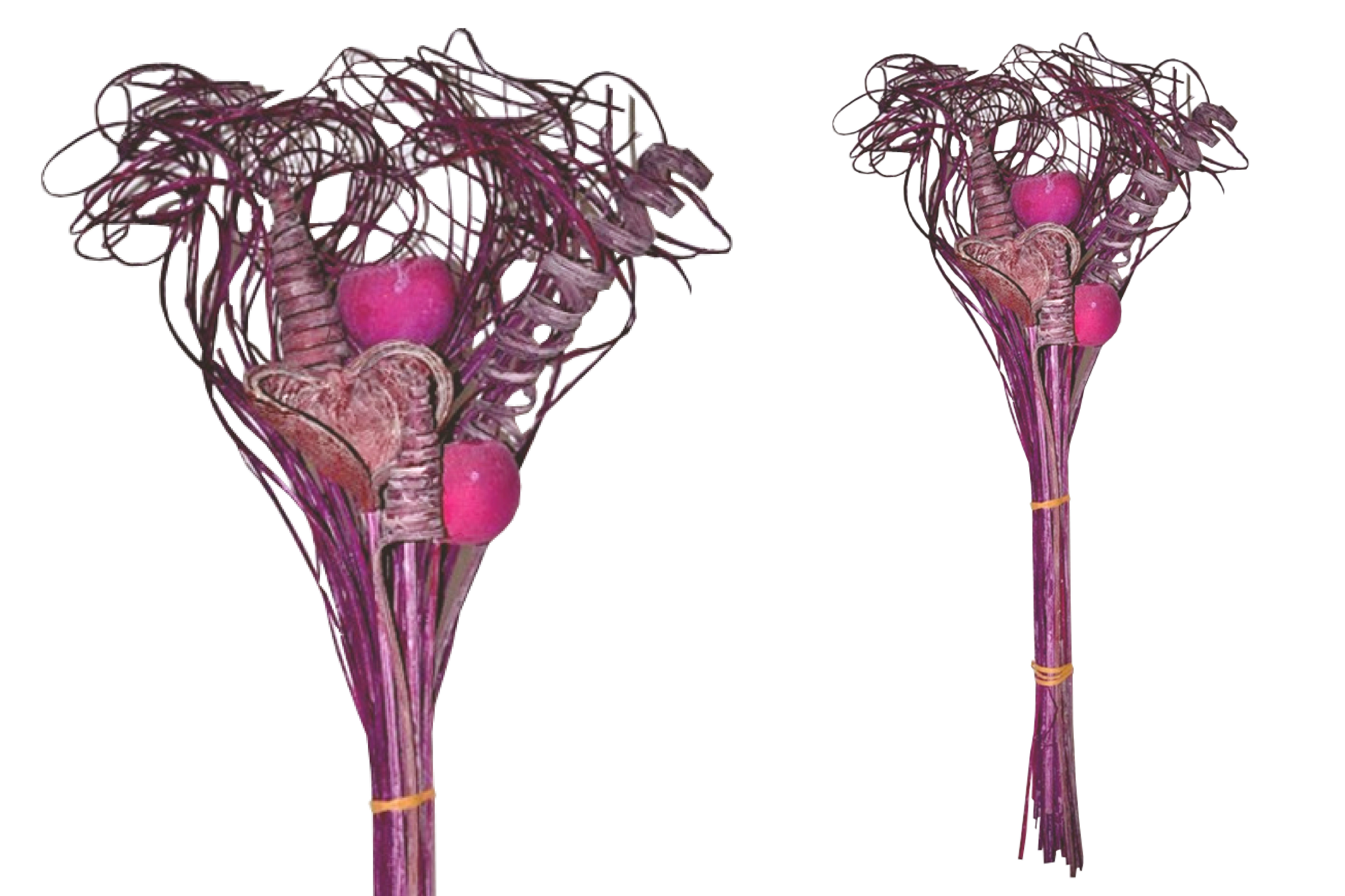 Trockenblume Grabstrauß BOHO Style Smart Curly brombeer 66cm Exoten Grabdeko, finehomegarden, Höhe 66 cm, Grabgestecke Всеheiligen Totensontag Trockenstrauß