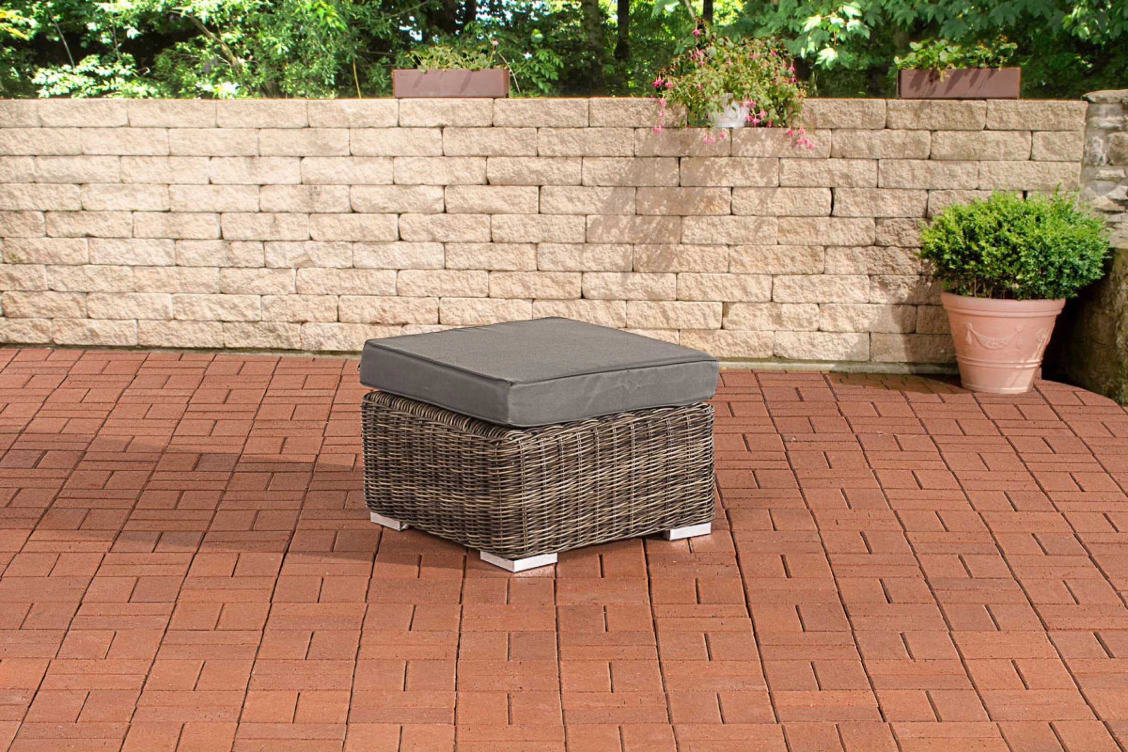 TPFGarden Fußhocker Billy (Farbe - Korpus: grau-meliert Sitzkissen: eisengrau), modernes Design