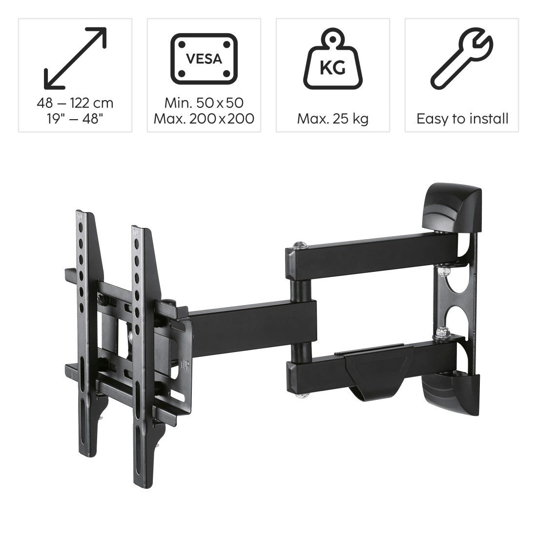 Hama TV-Wandhalterung Halterung, schwenkbar, neigbar, ausziehbar von 48 - 127 (19" - 50), (bis 48 Zoll, max. 25 kg)