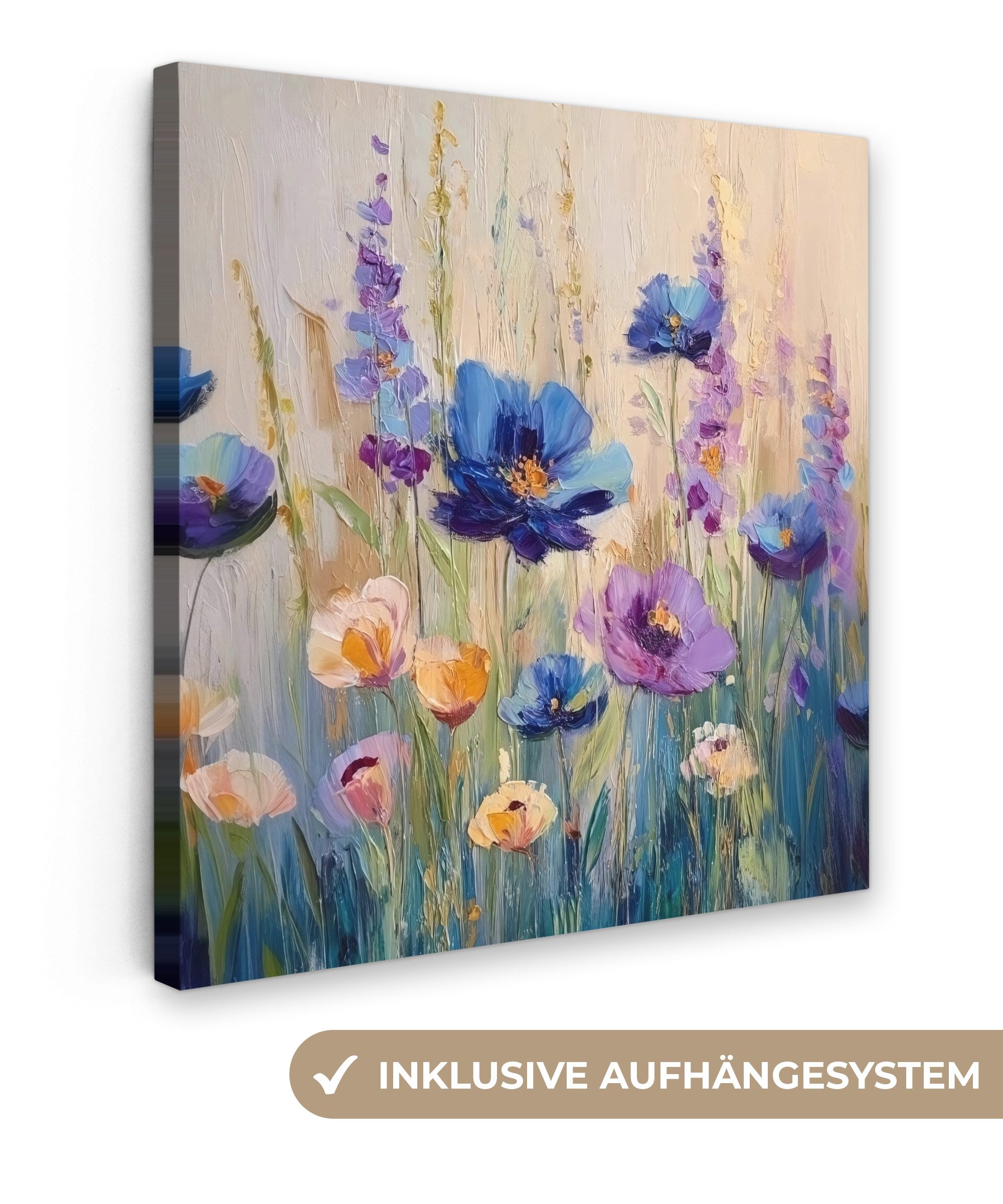 OneMillionCanvasses® Leinwandbild Sommer - Wildblumen - Pinselstriche, Foto günstig online kaufen