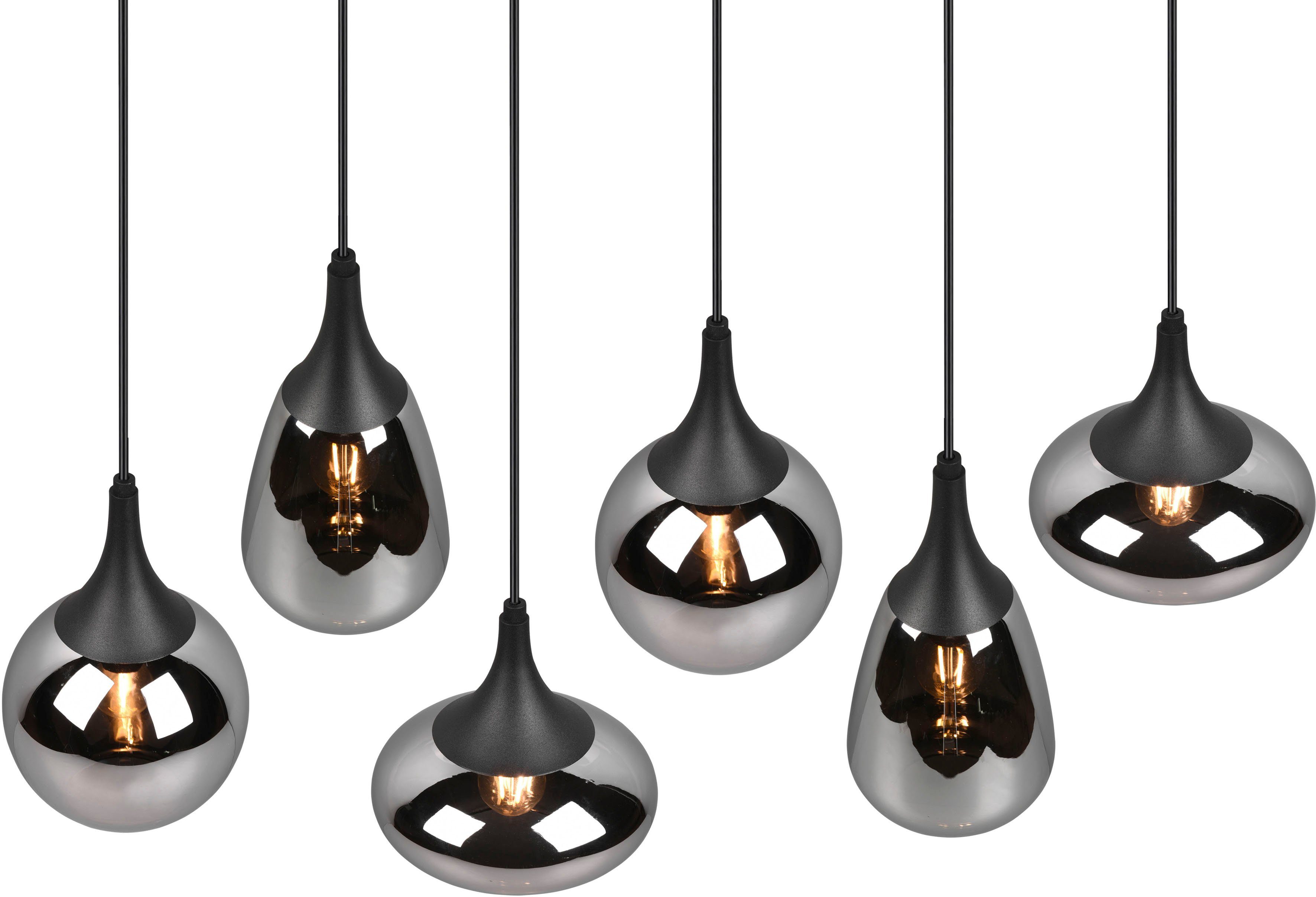 TRIO Leuchten Pendelleuchte Lumina, ohne Leuchtmittel, warmweiß - kaltweiß, Hängelampe 6-flammig Glasschirm, exkl 3xE14 max 40W höhenverstellbar