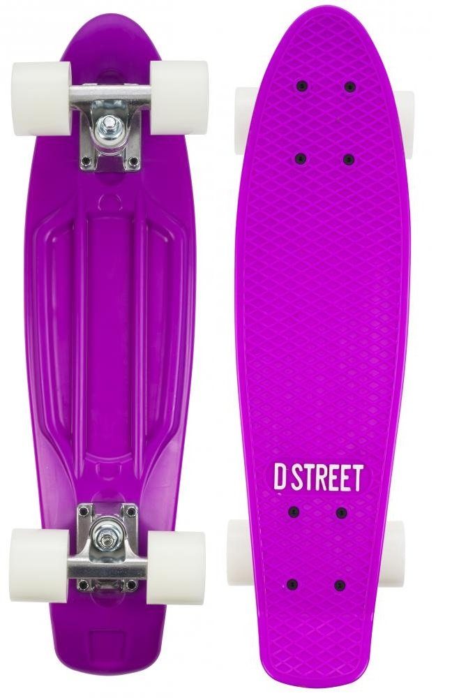 D Street Miniskateboard D Street Polyprop Mini Cruiser Kinder Retro Skateboard 57cm Lila/Weiß