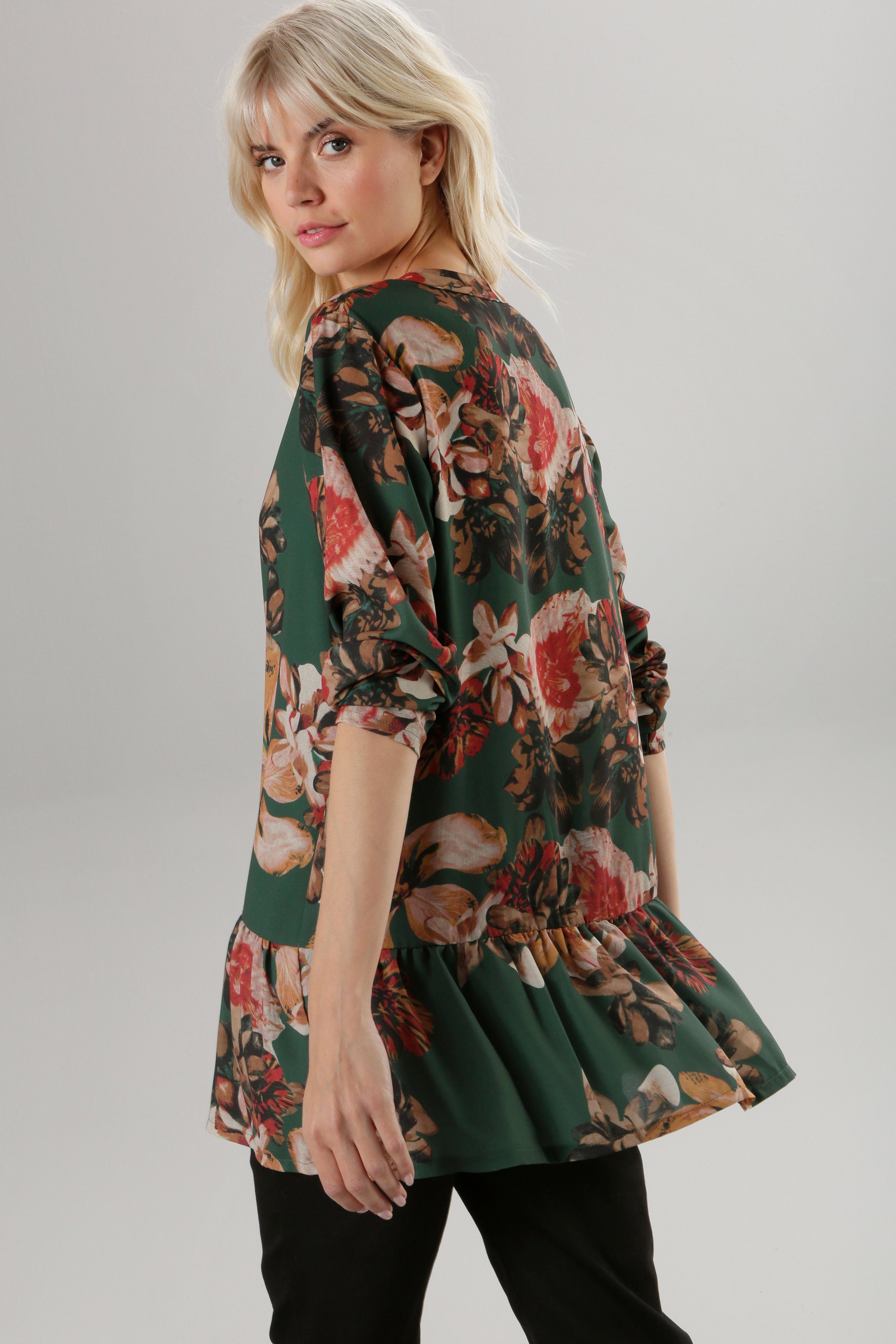 Aniston SELECTED Tunika mit Blumendruck Volant und