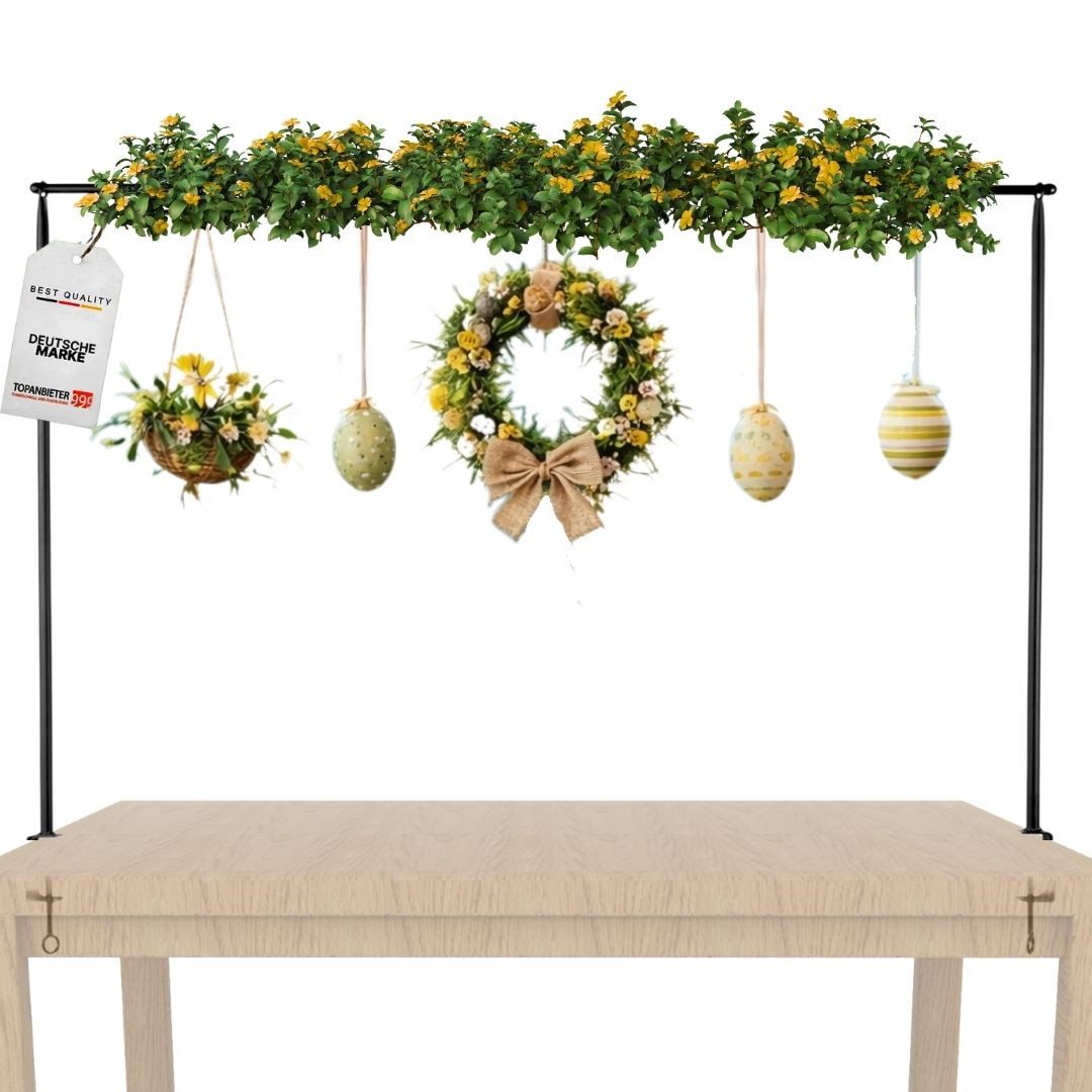 Topanbieter999 Dekohänger Deko-Tischgestell Metall schwarz Tisch Dekostange, ausziehbare Tischklemme 117-211 cm, für Geburtstage, Hochzeit
