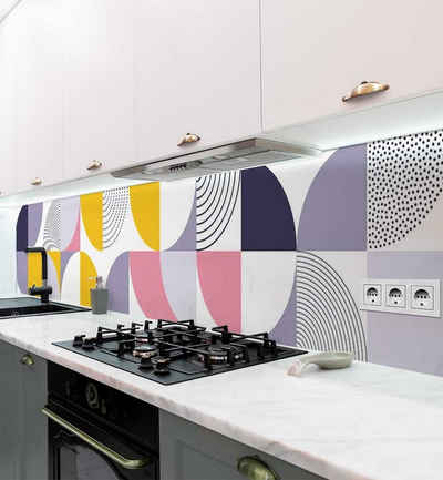 MyMaxxi Dekorationsfolie Küchenrückwand farbenfrohe Retro XXL Kreise selbstklebend
