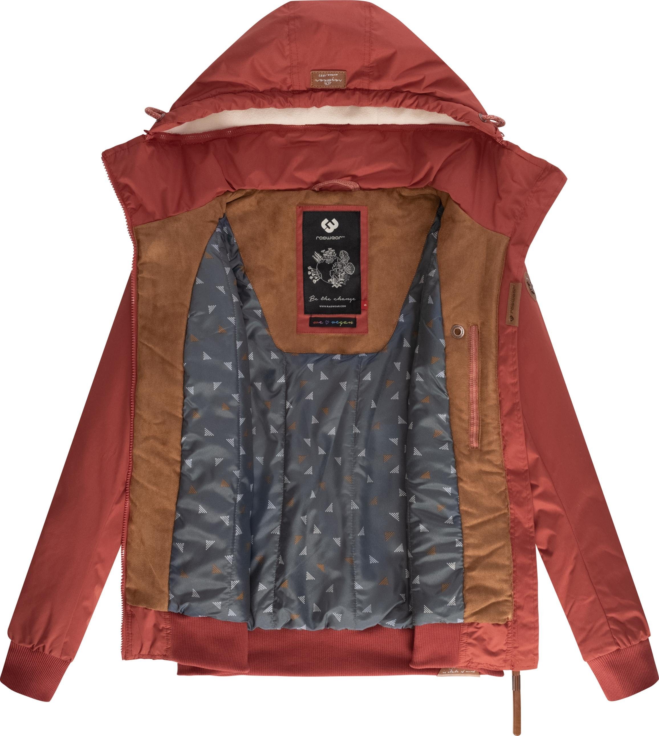 Ragwear Winterjacke Jotty Winter Kapuze abnehmbarer rot mit stylische Outdoorjacke