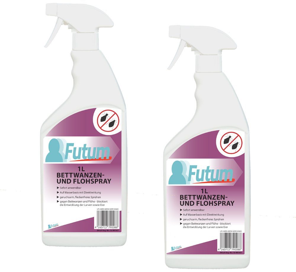 FUTUM Insektenspray Anti-Bettwanzen-Spray Floh-Mittel Ungeziefer-Spray, 2 l, auf Wasserbasis, geruchsarm, brennt / ätzt nicht, mit Langzeitwirkung