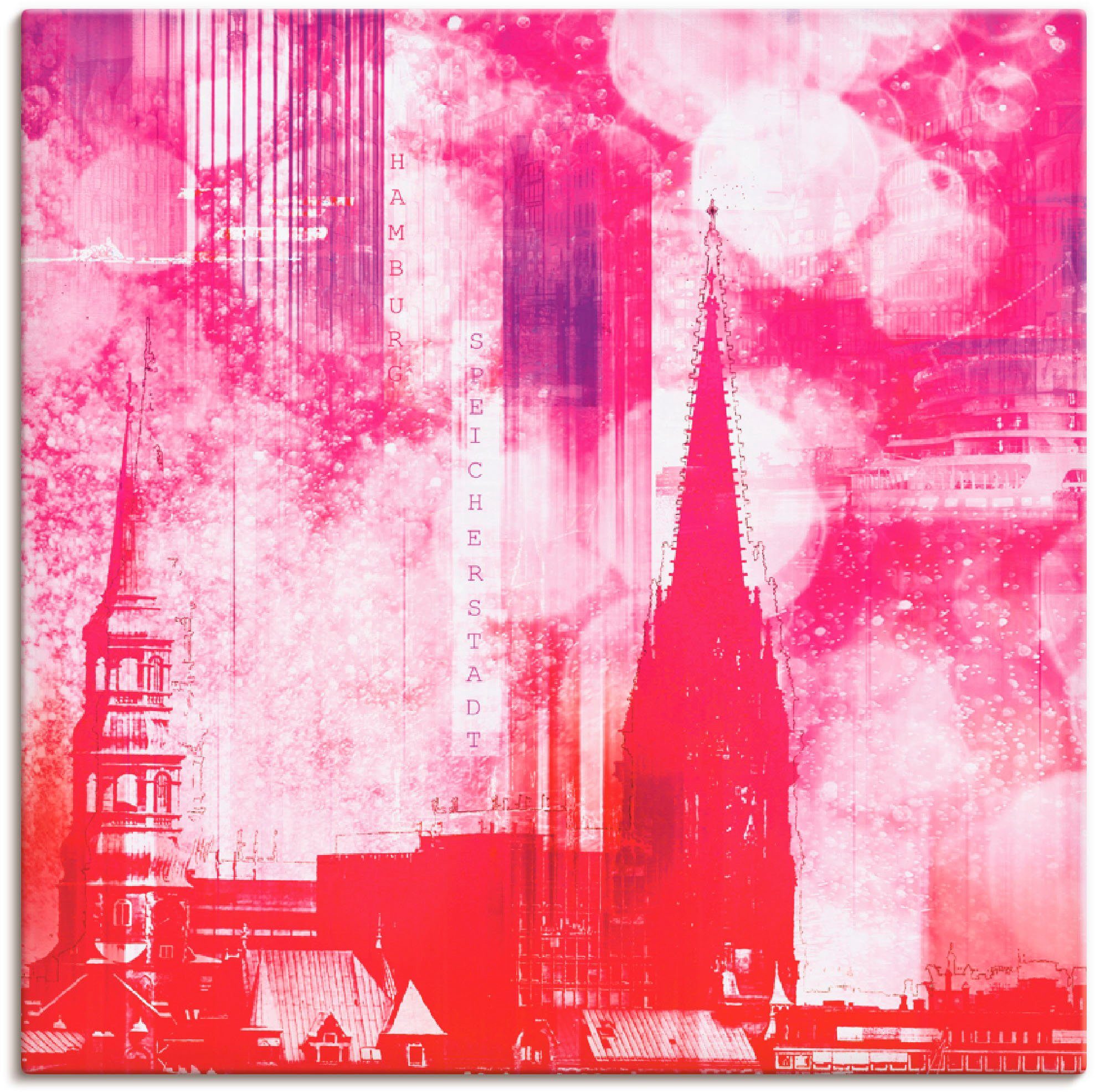 Artland Leinwandbild Hamburg Collage III, Architektonische Elemente (1 St), auf Holzrahmen gespannt